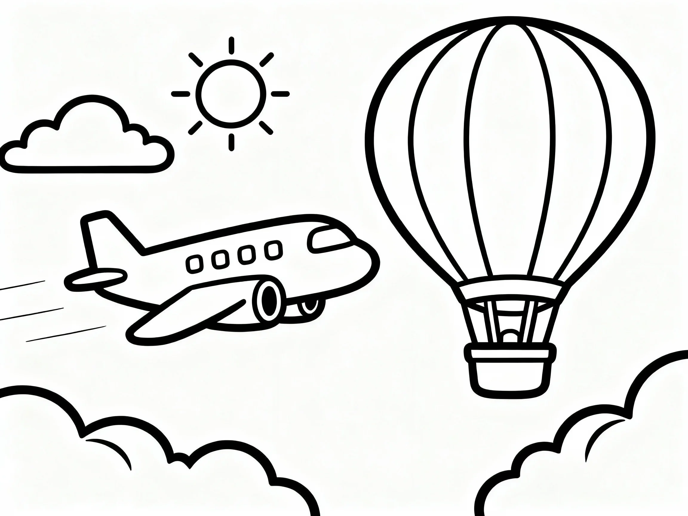Airplane and Hot Air Balloon