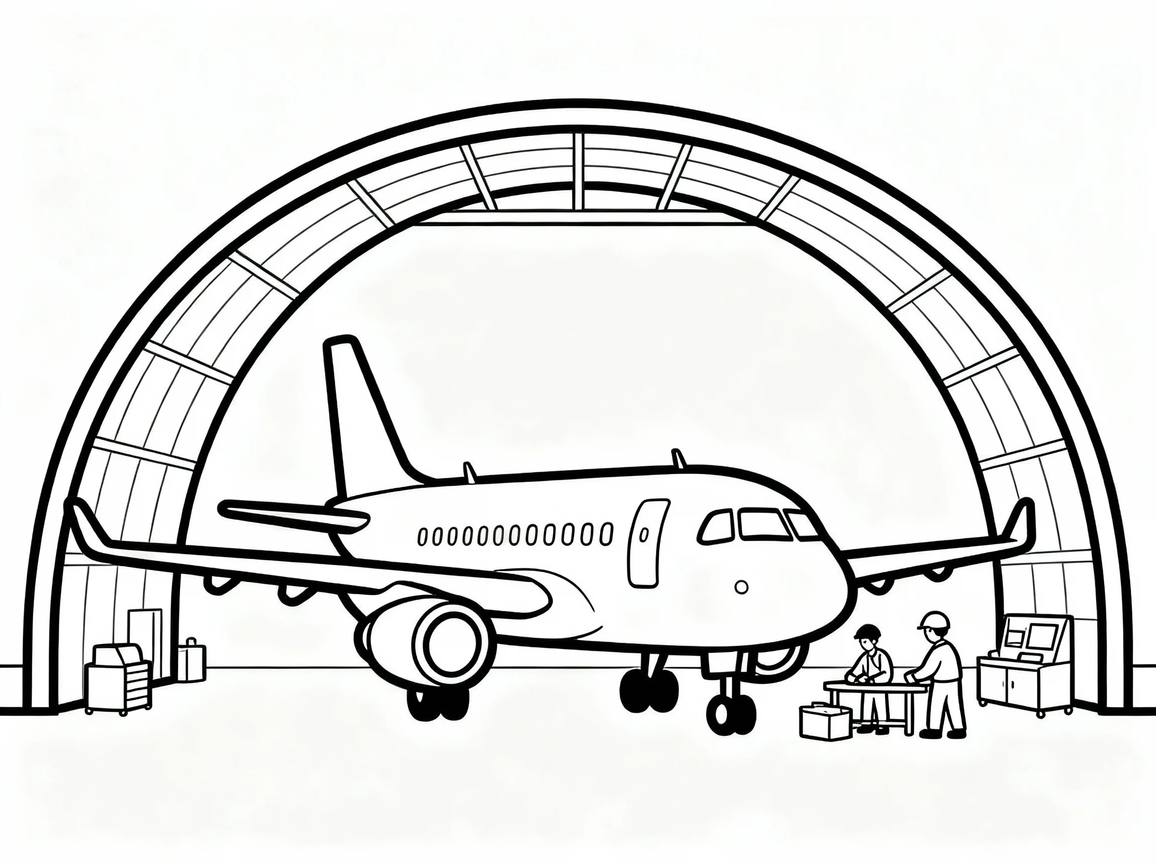 Airplane Inside Hangar