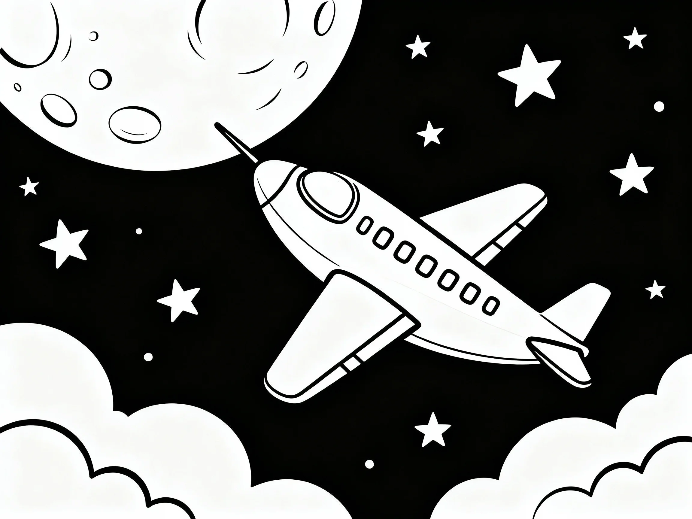 Airplane Flying to the Moon