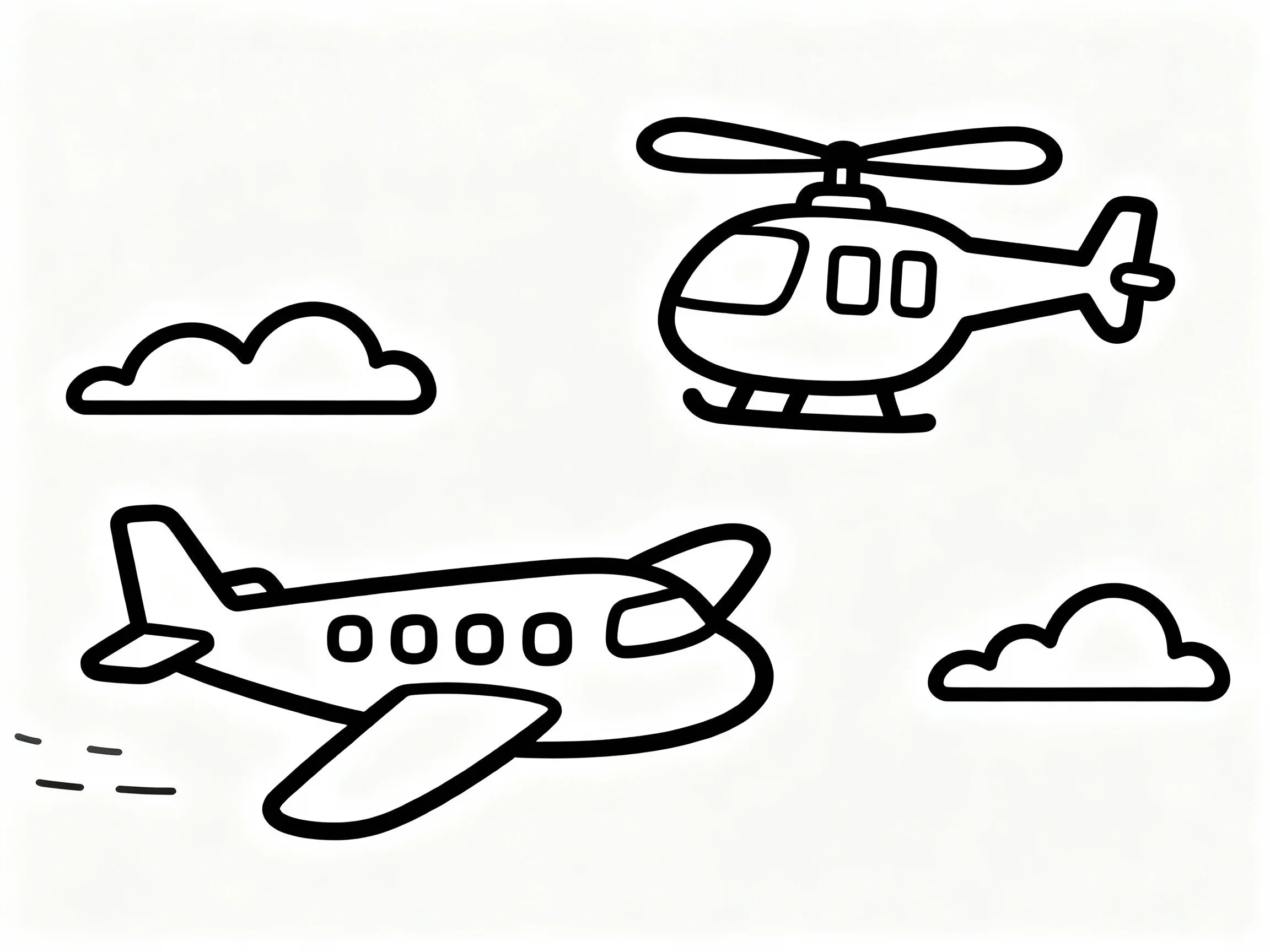 Helicopter and Airplane