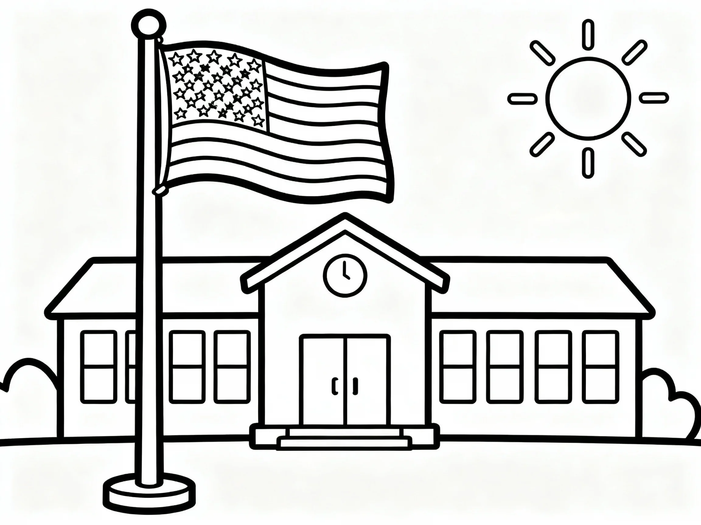 Flag and School