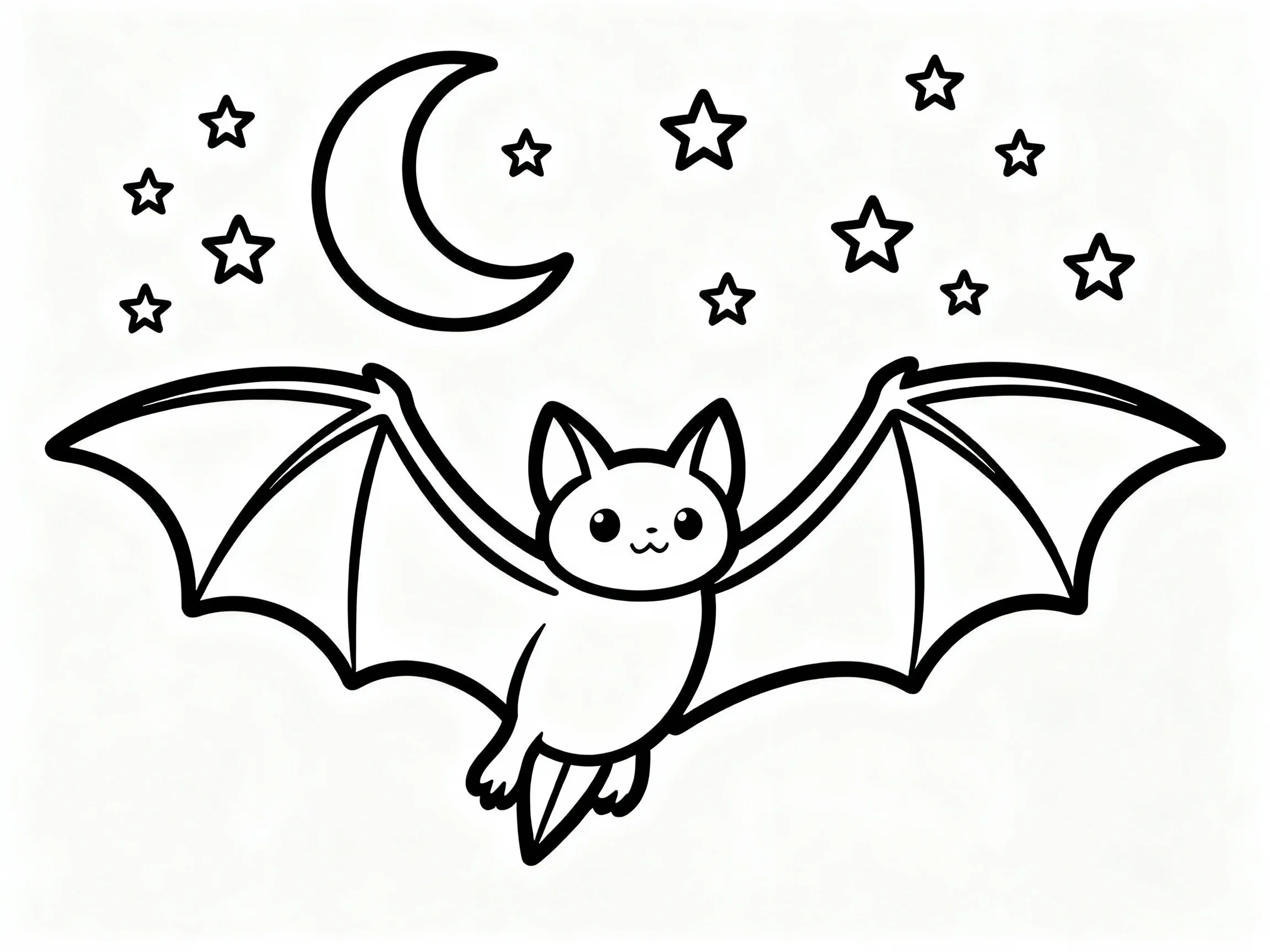 Bat Under the Moon and Stars