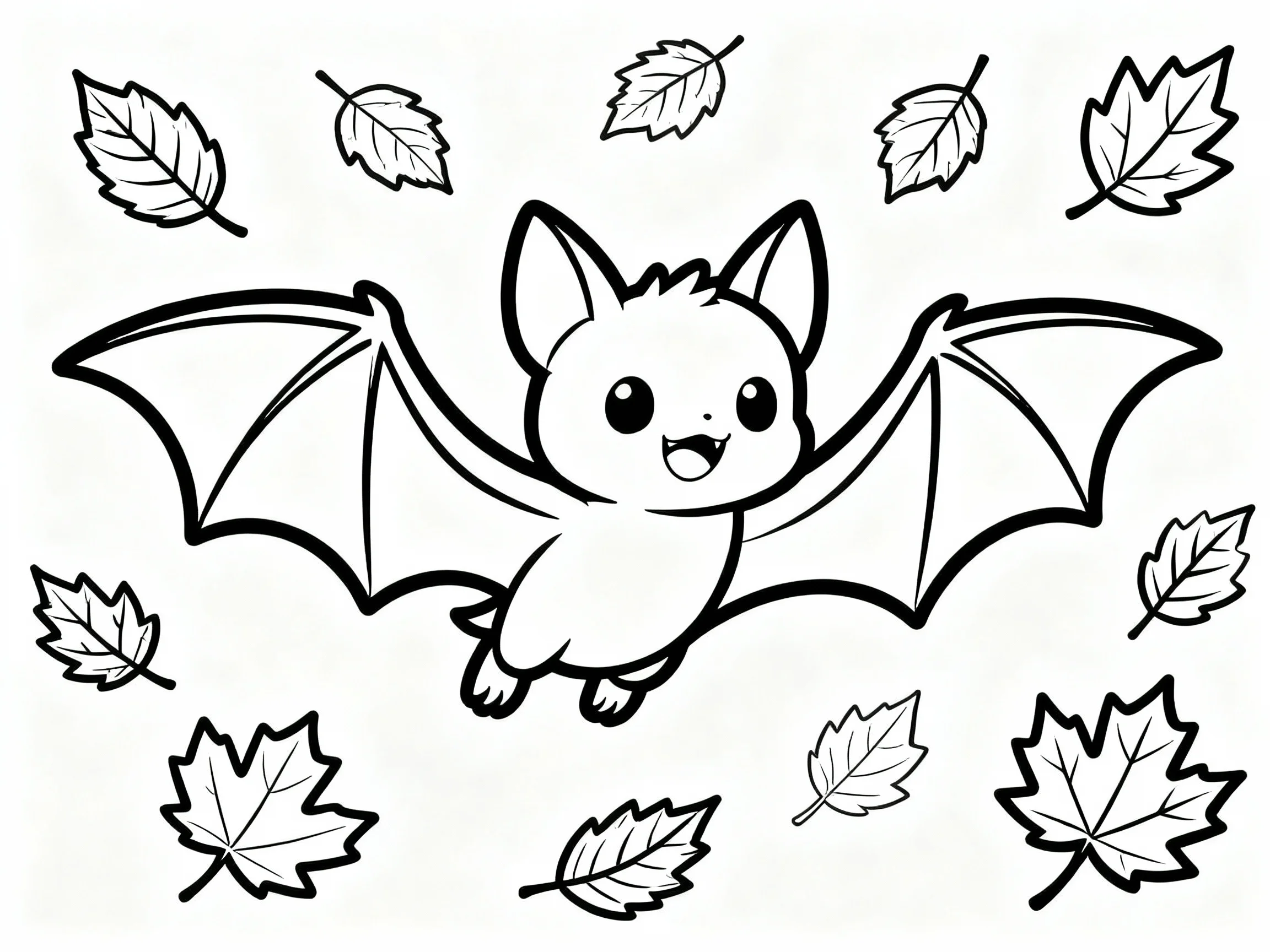 Bat Playing with Leaves
