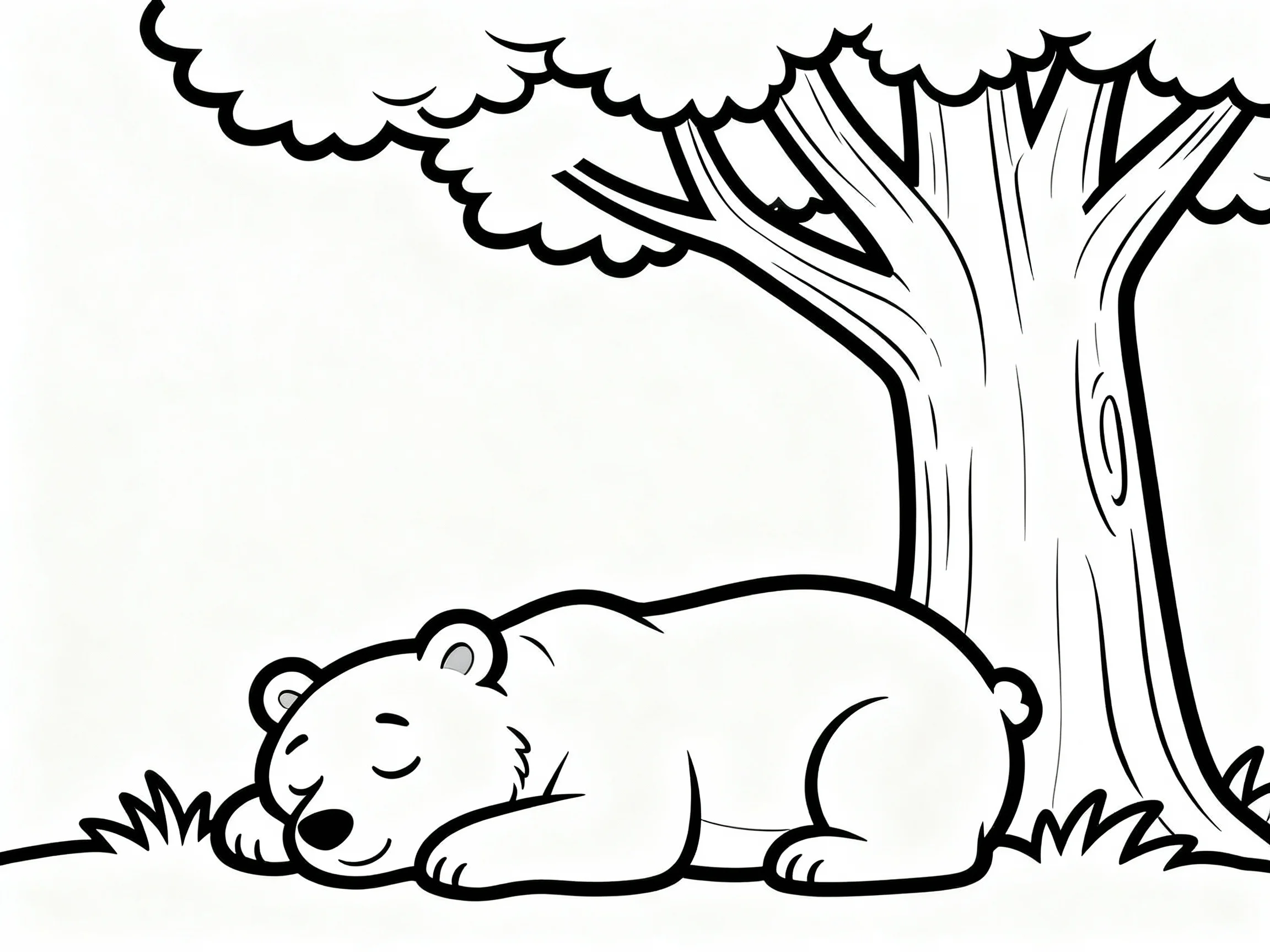 Bear Sleeping Under a Tree