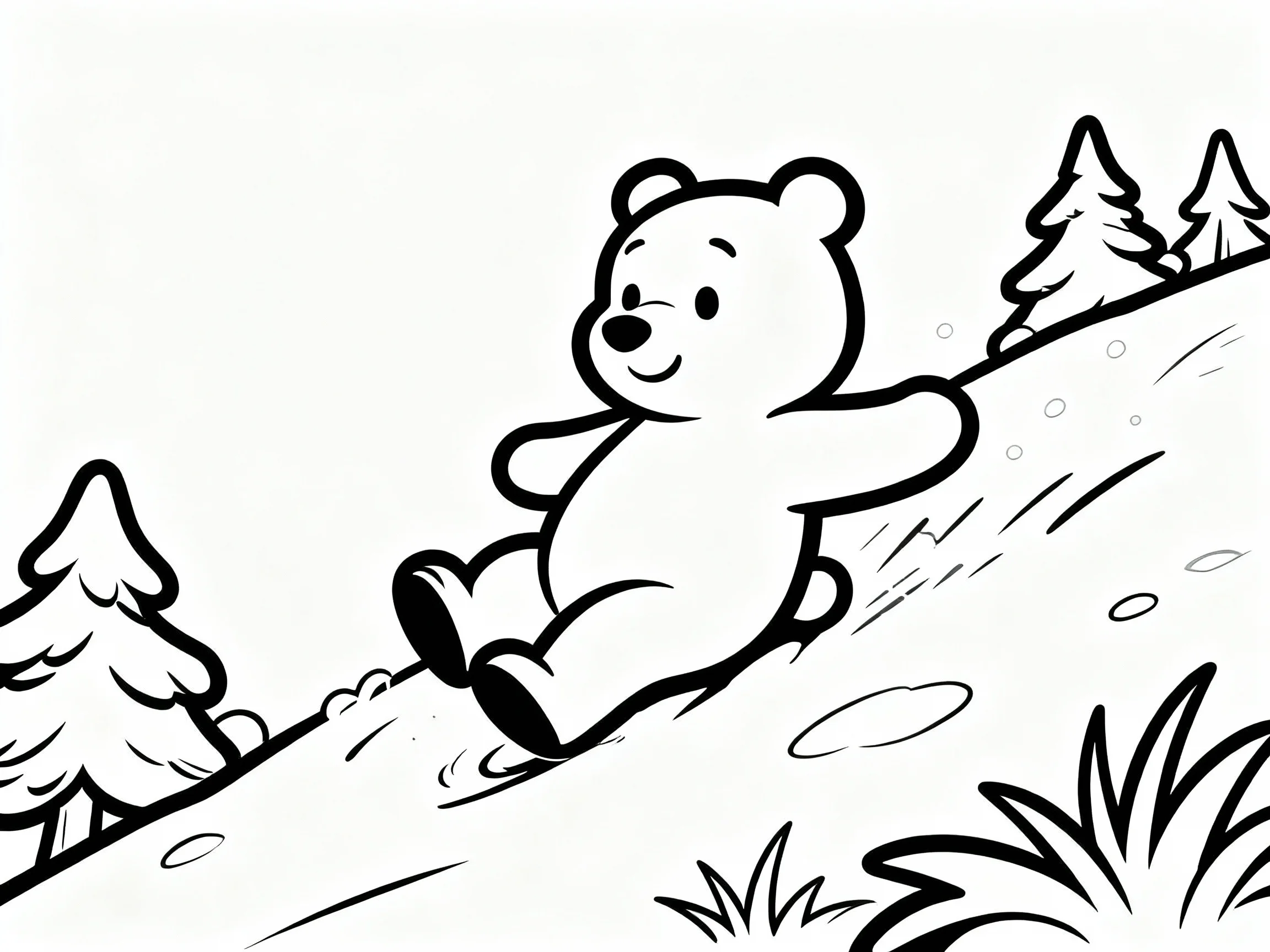Bear Sliding Down a Hill