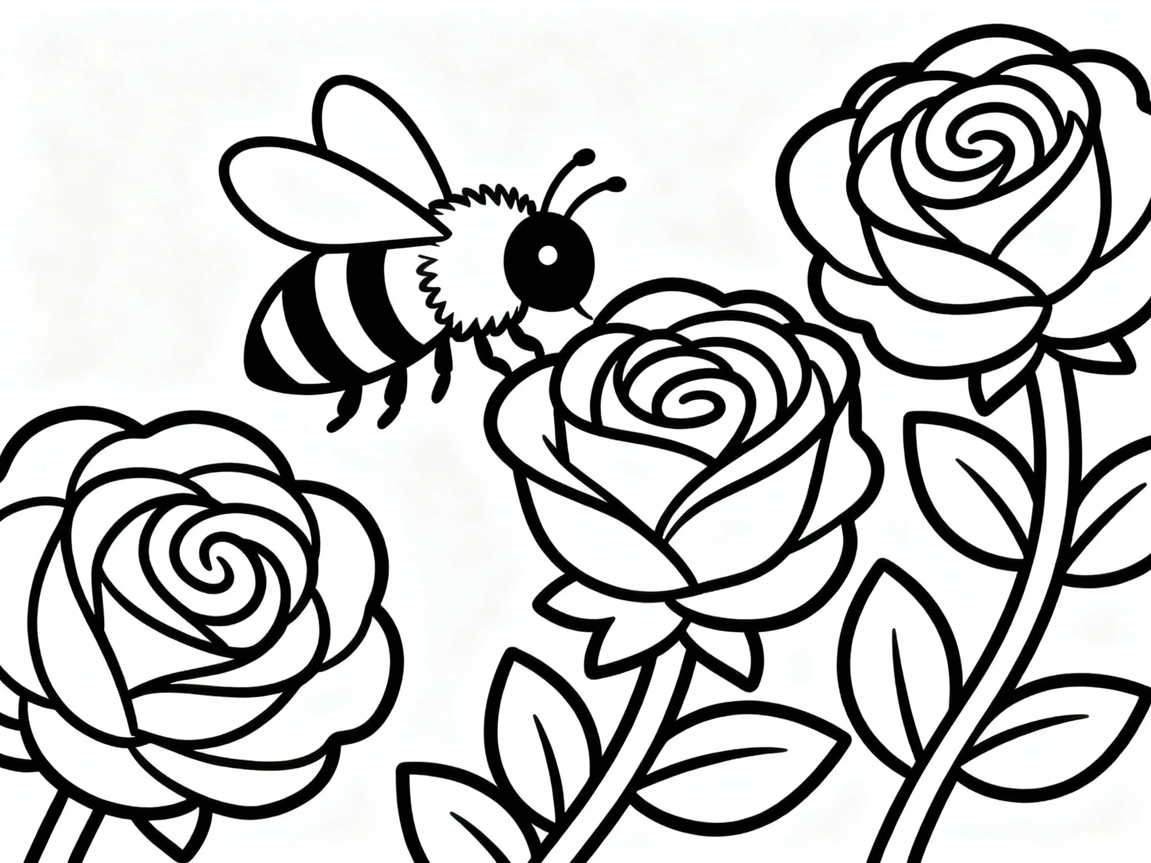 Bee Among Roses