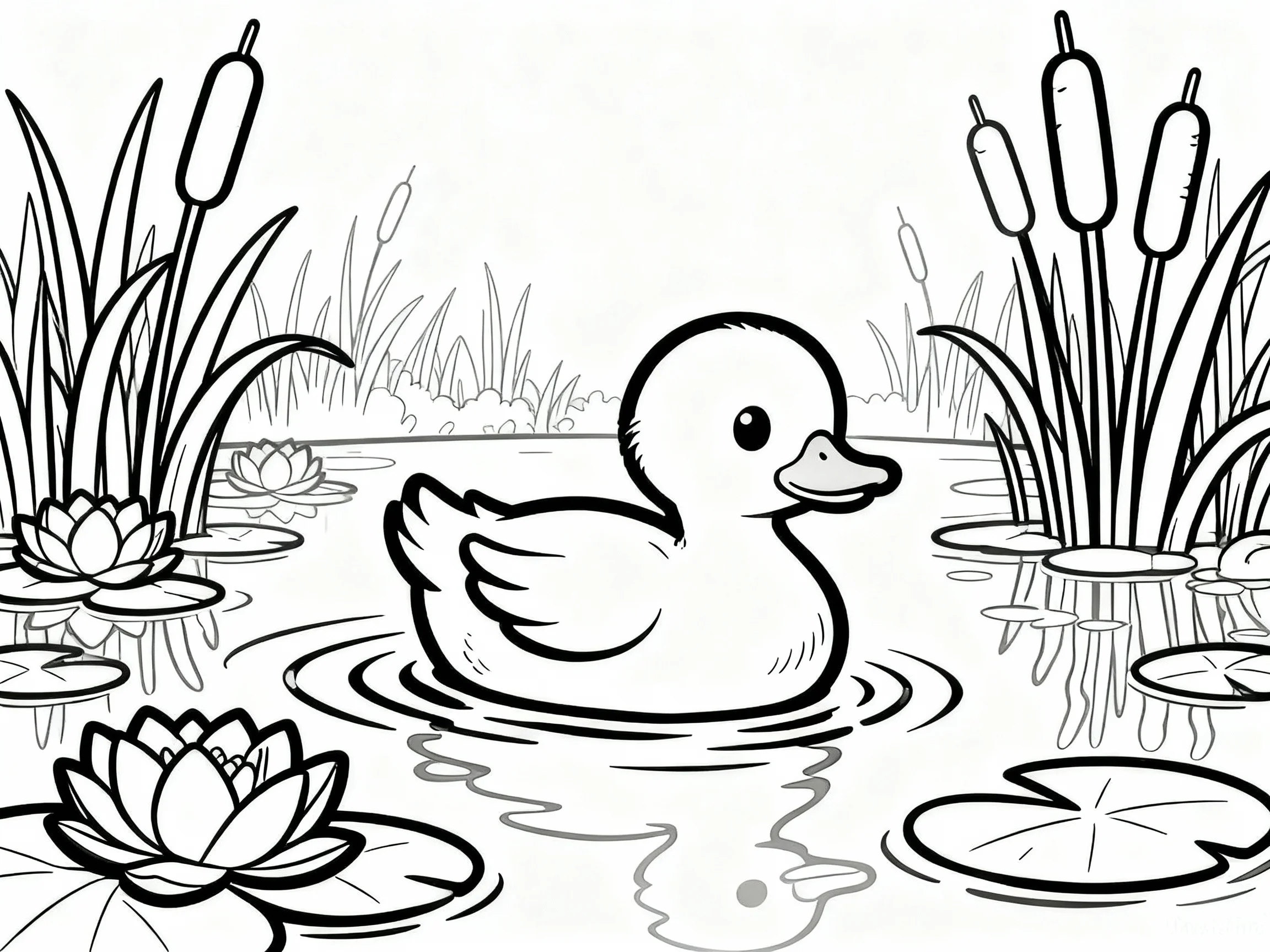 Duckling by the Pond