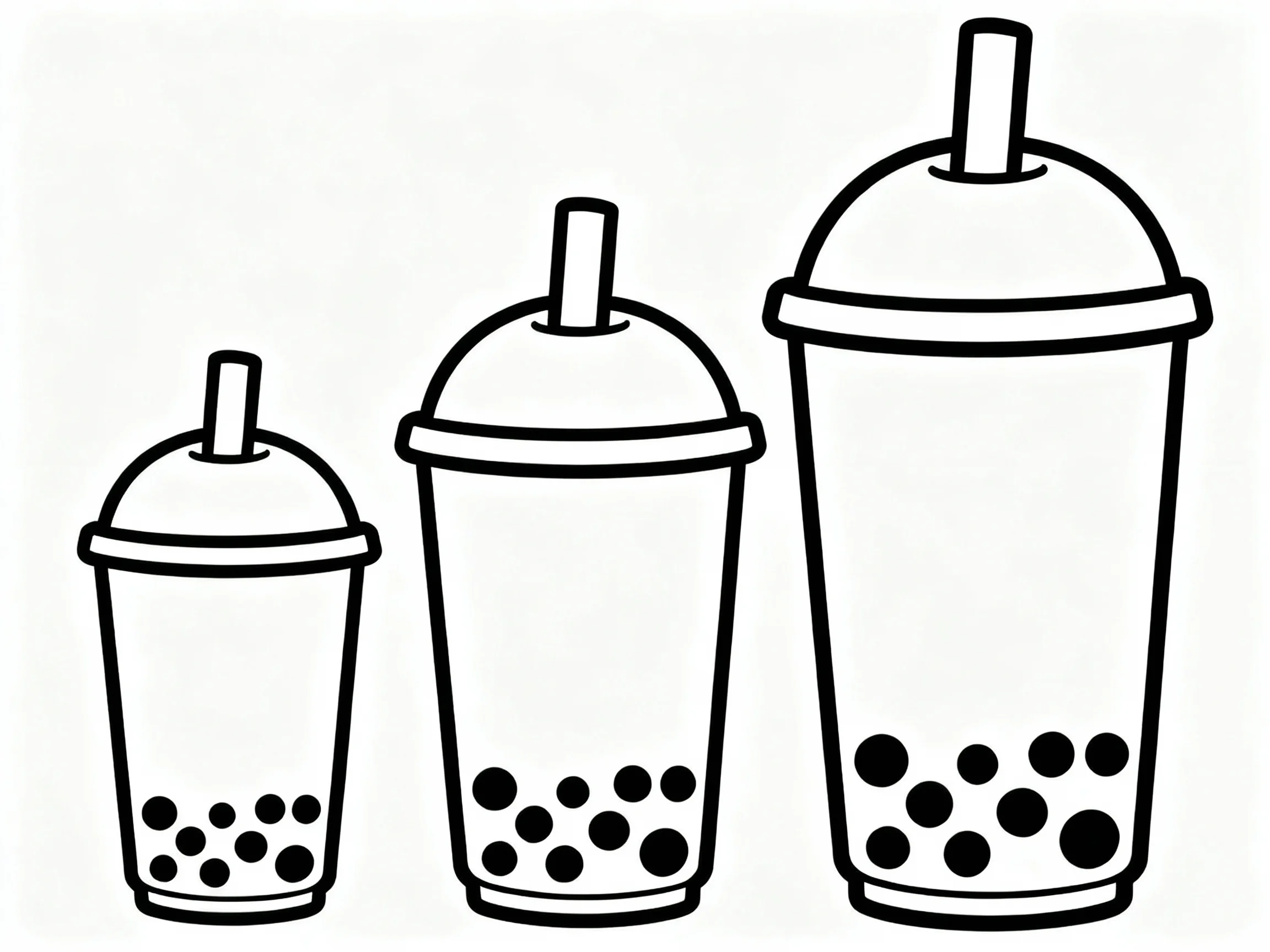 Three Sizes of Boba Cups
