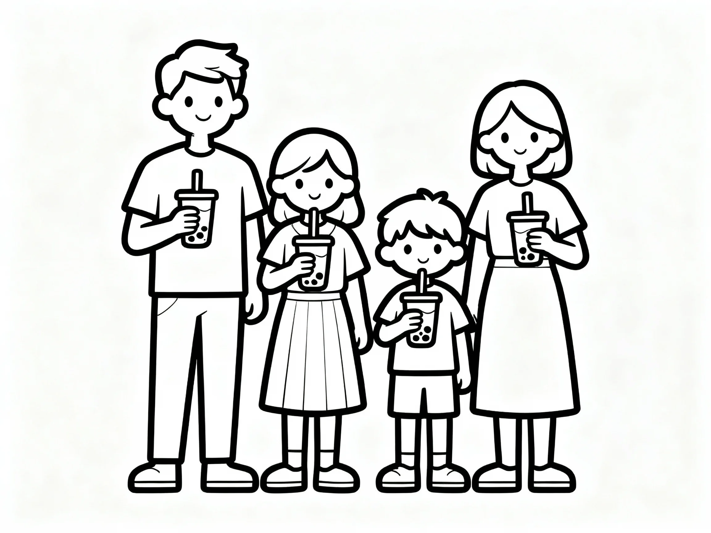 Family Enjoying Boba