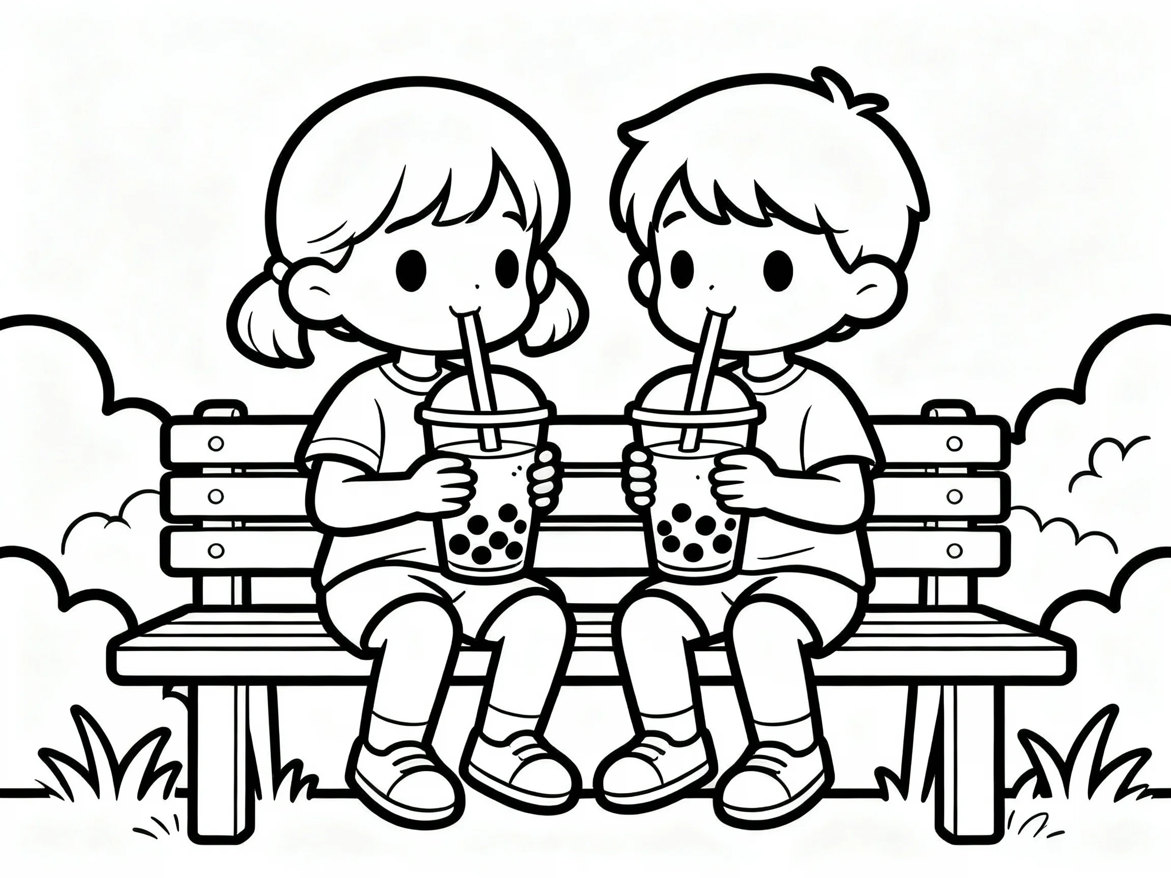 Two Friends Sharing Boba