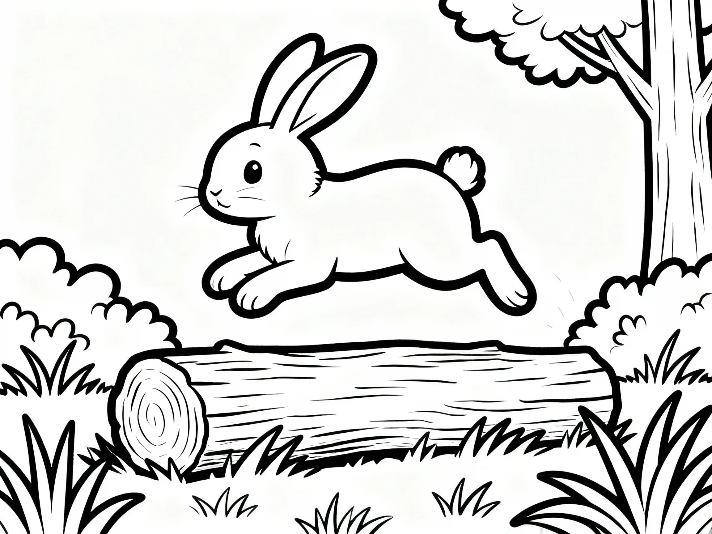 Bunny Jumping Over Log
