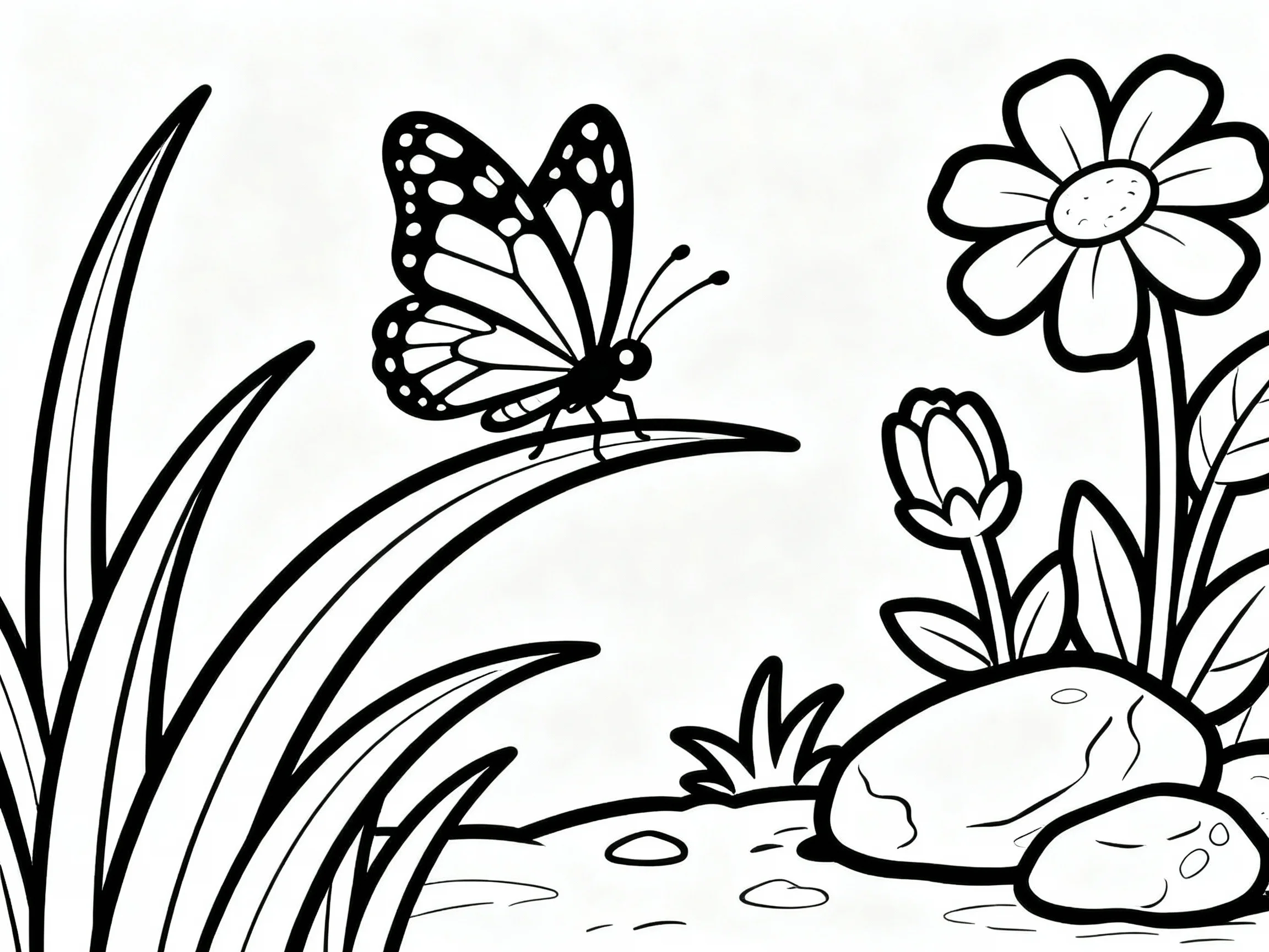 Butterfly Landing on Grass