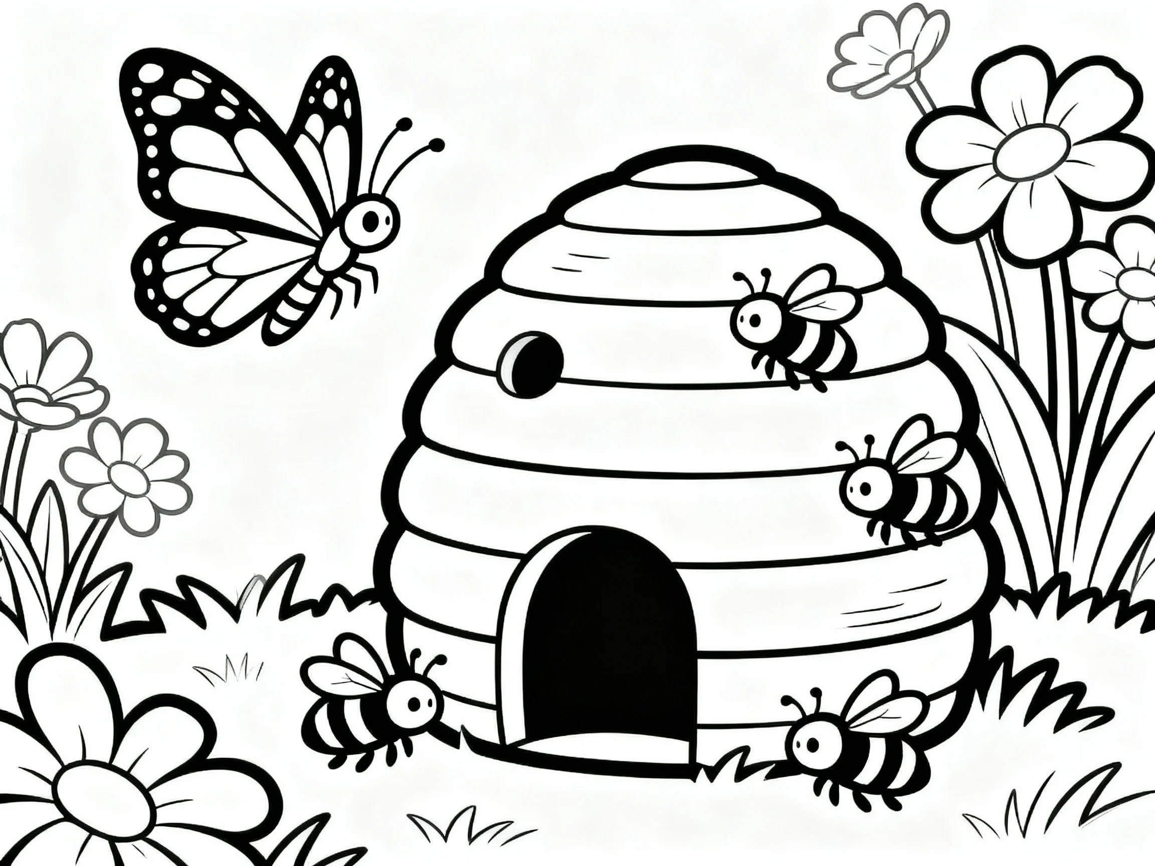 Butterfly Near a Beehive