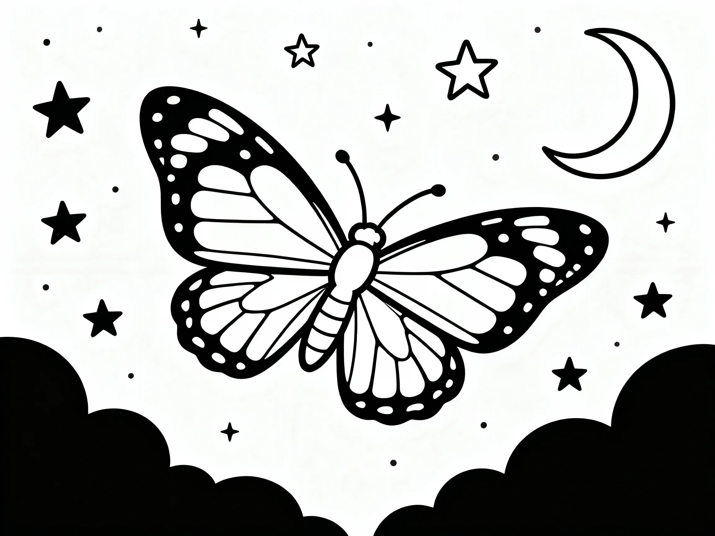 Butterfly with Moon and Stars