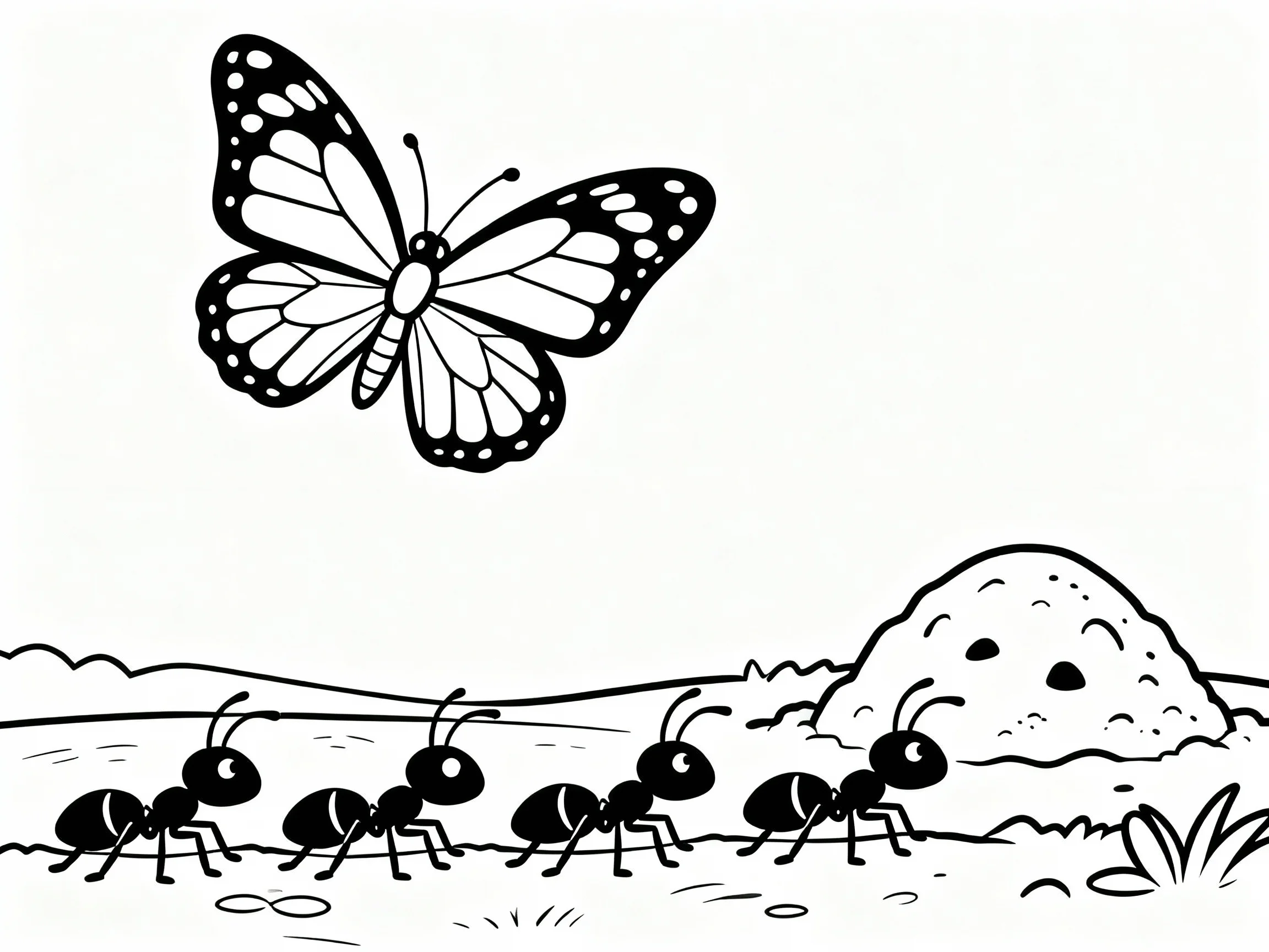 Butterfly Near an Ant Colony