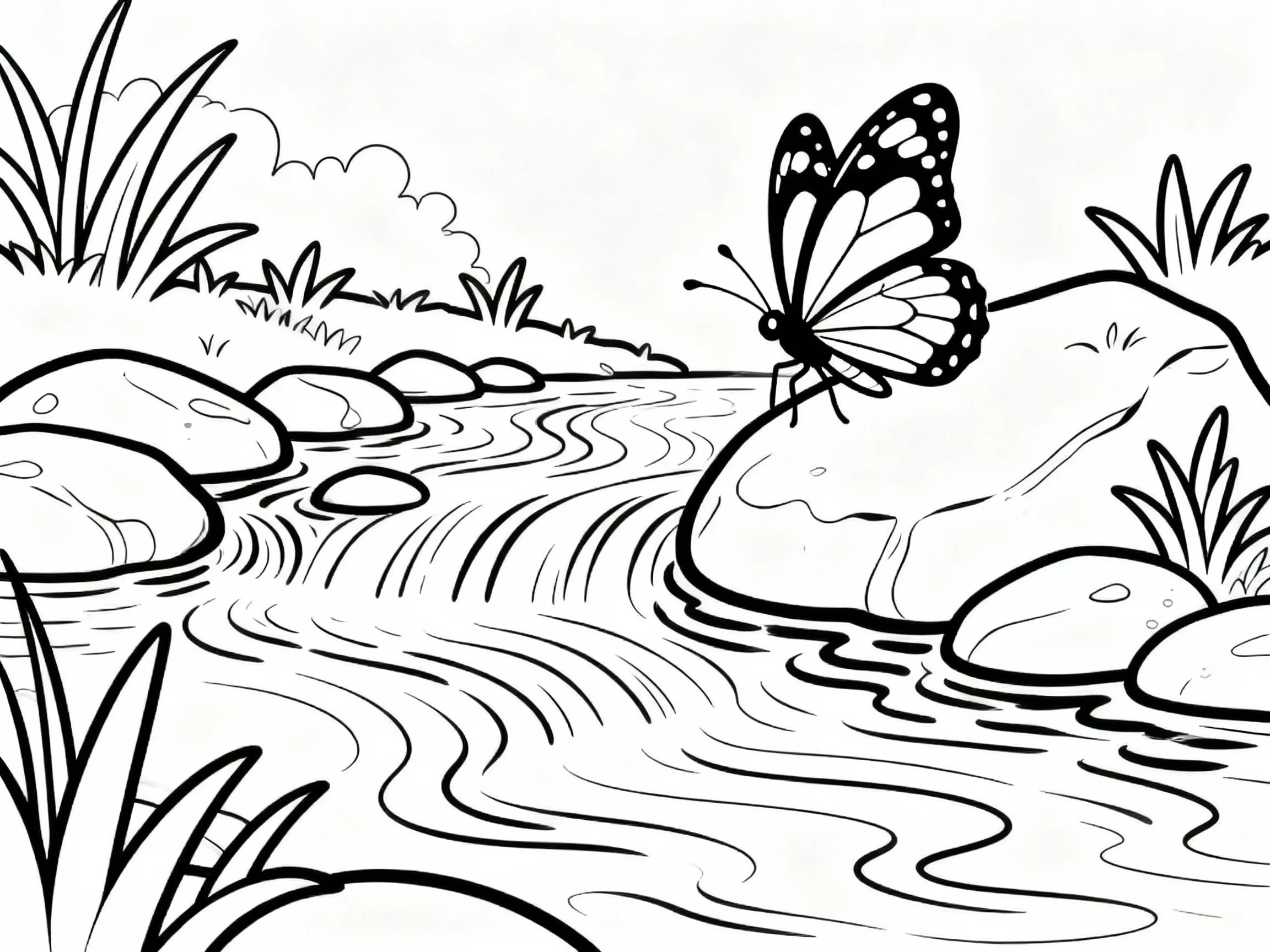 Butterfly by a Stream