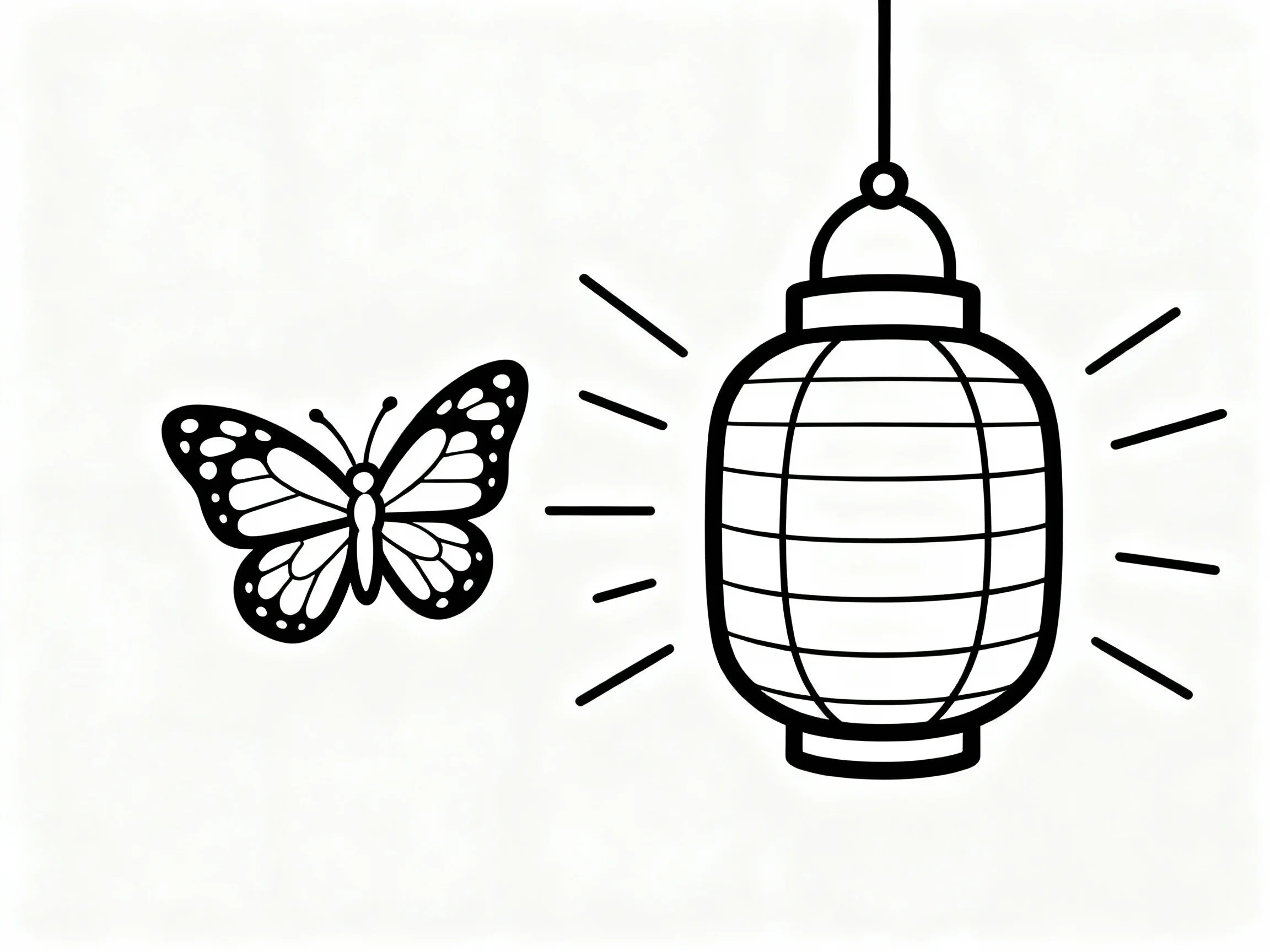 Butterfly Near a Lantern