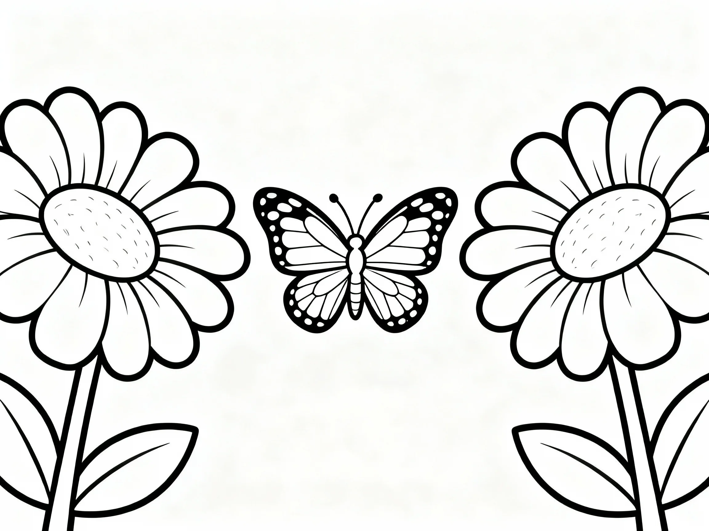 Butterfly Between Two Flowers