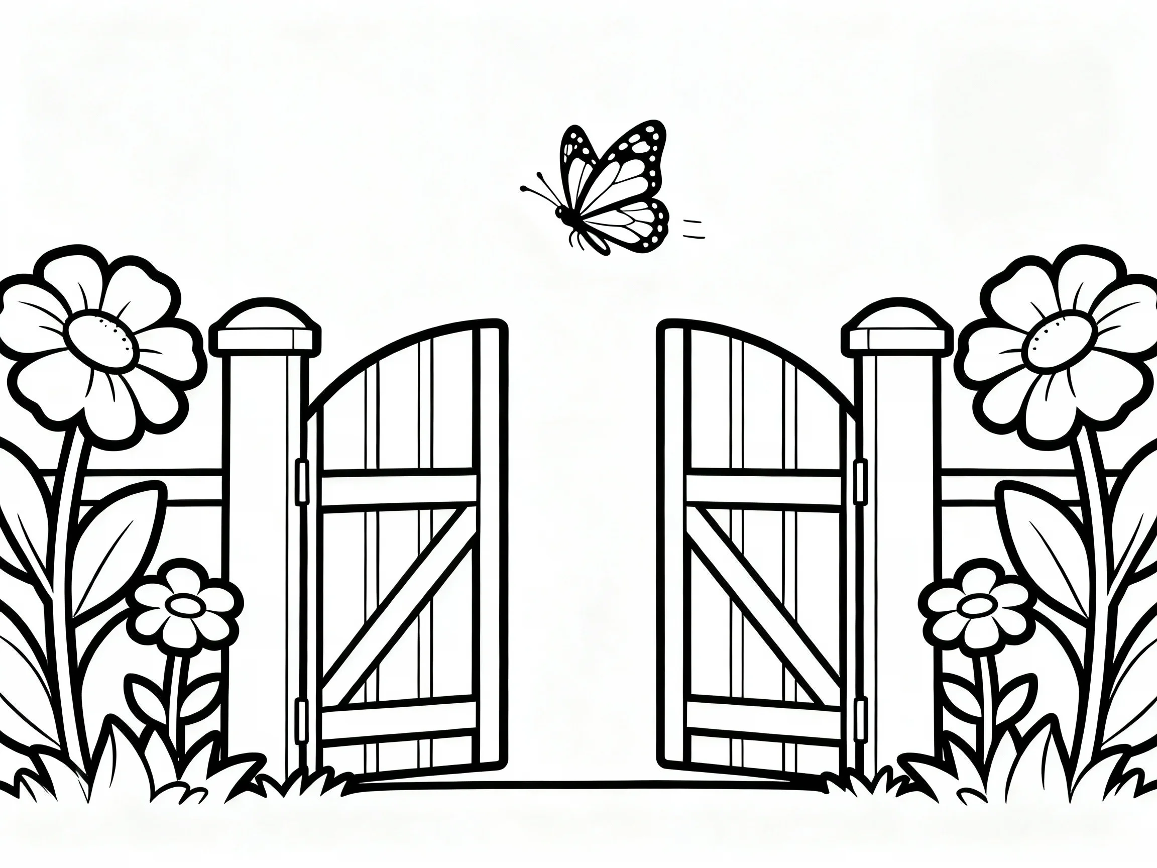 Butterfly Near a Garden Gate