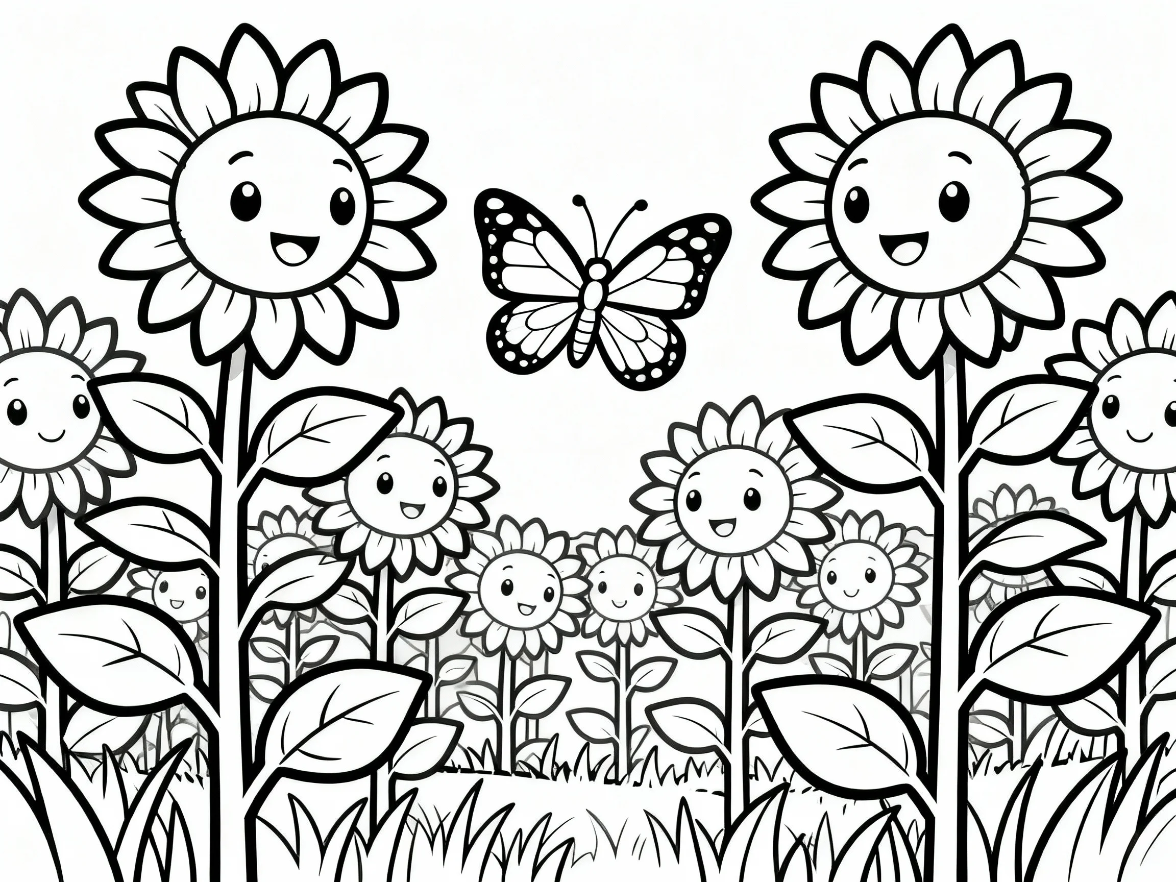 Butterfly in a Sunflower Field