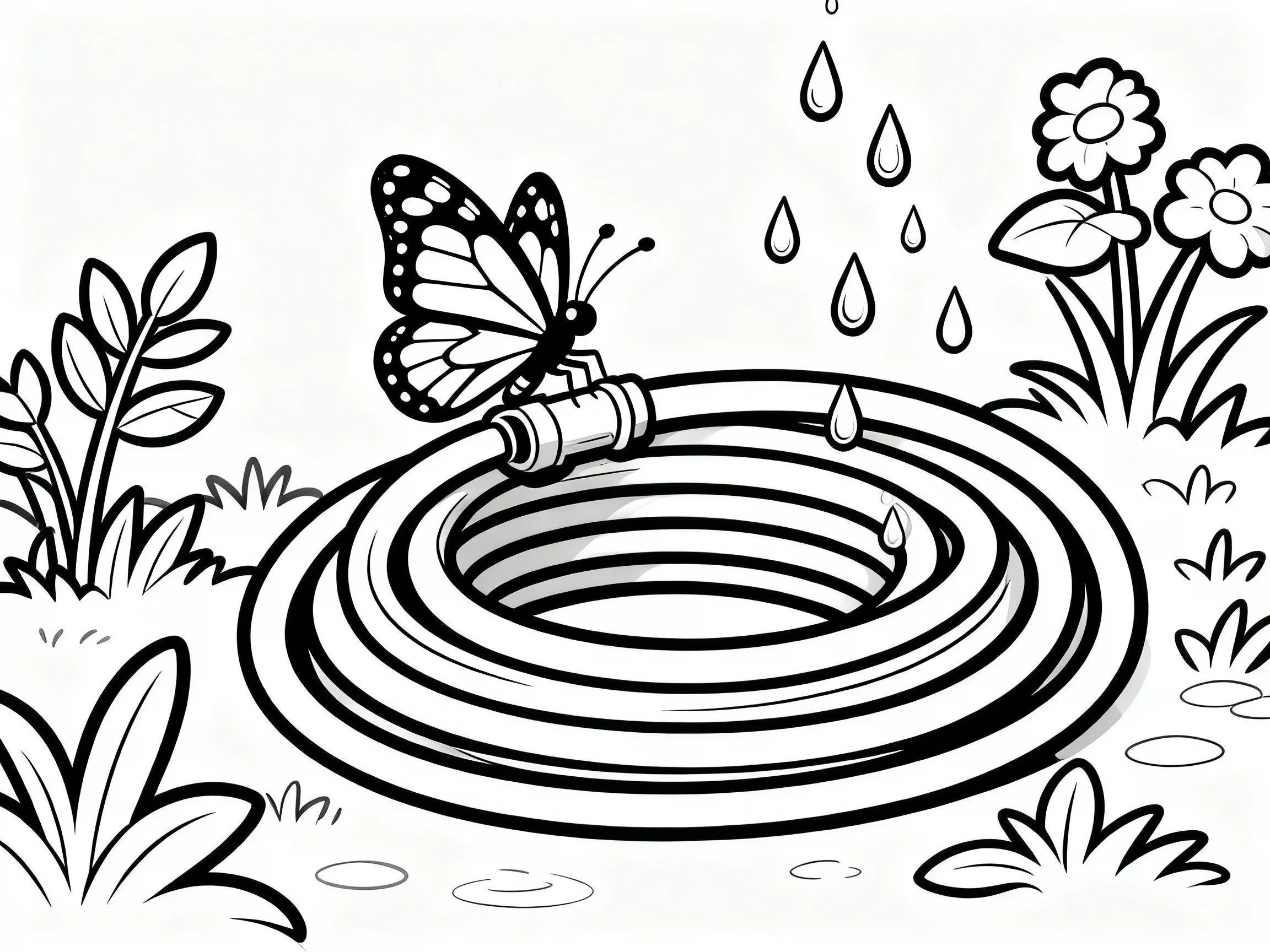 Butterfly Near a Garden Hose