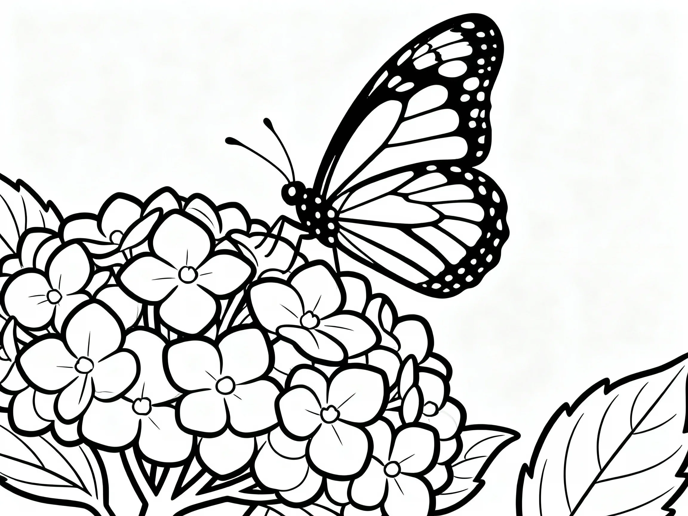 Butterfly Visiting a Hydrangea