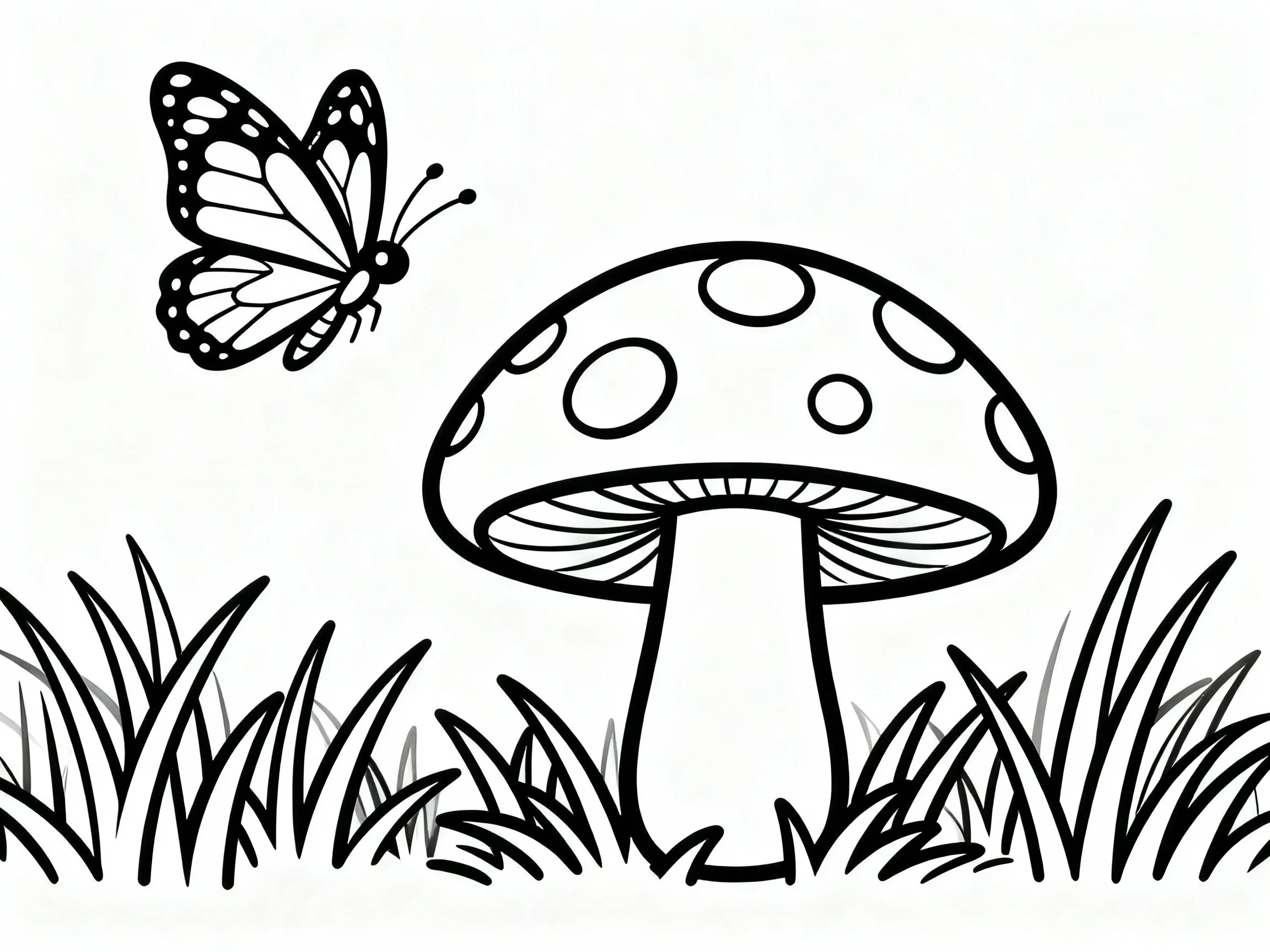 Butterfly Near a Mushroom