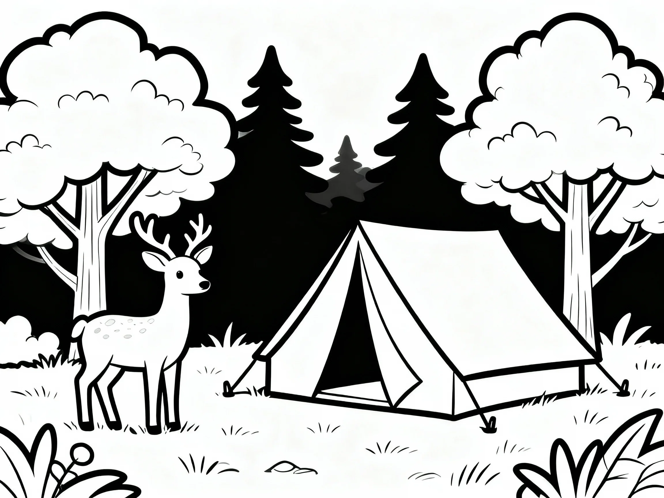 Forest Scene with Deer