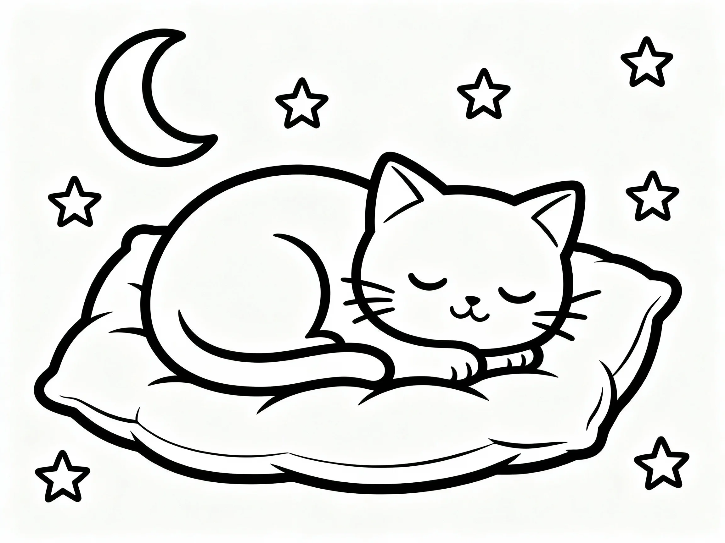Sleepy Cat on a Pillow