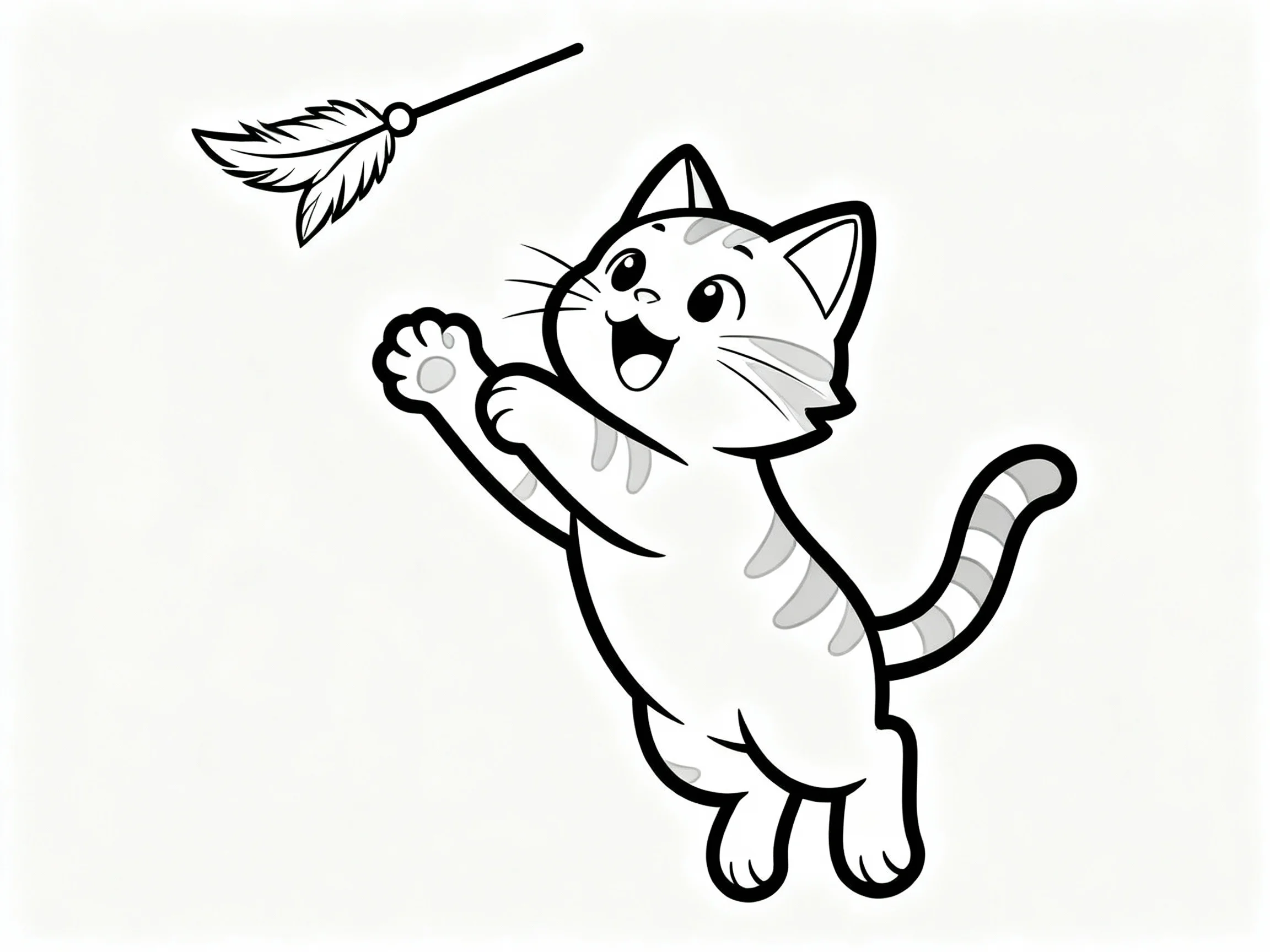 Cat Playing with a Feather Toy