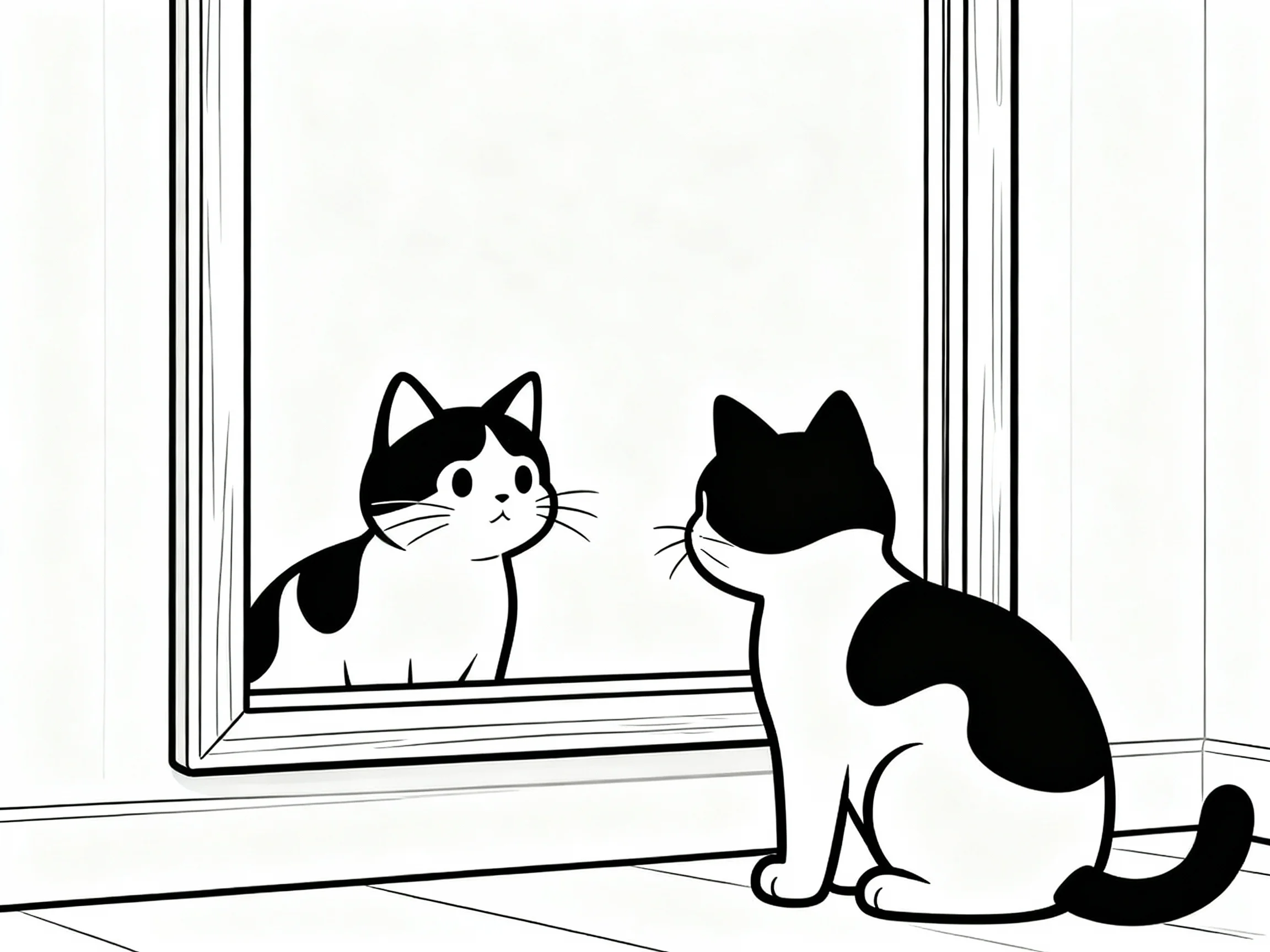 Cat Looking in a Mirror