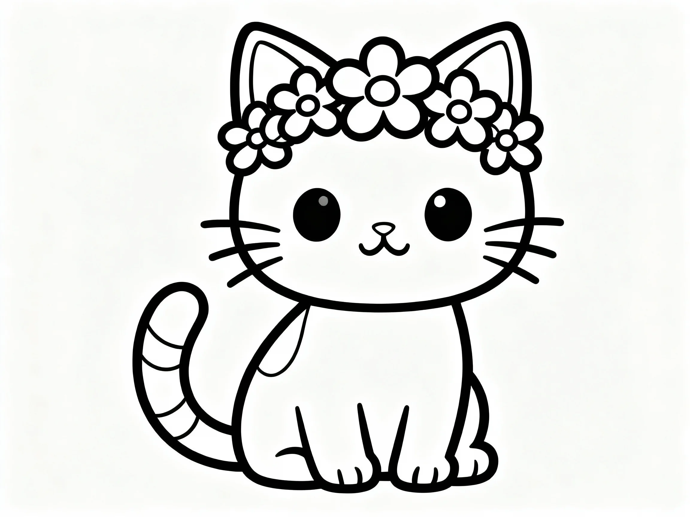 Cat with Flowers in Hair