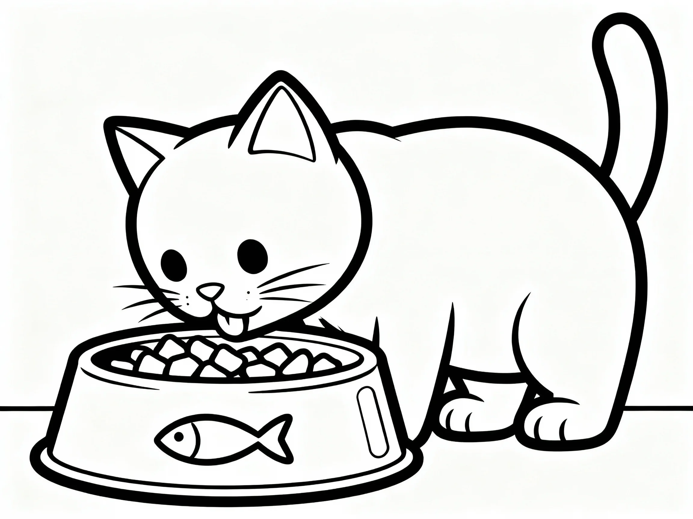 Cat Eating from a Bowl