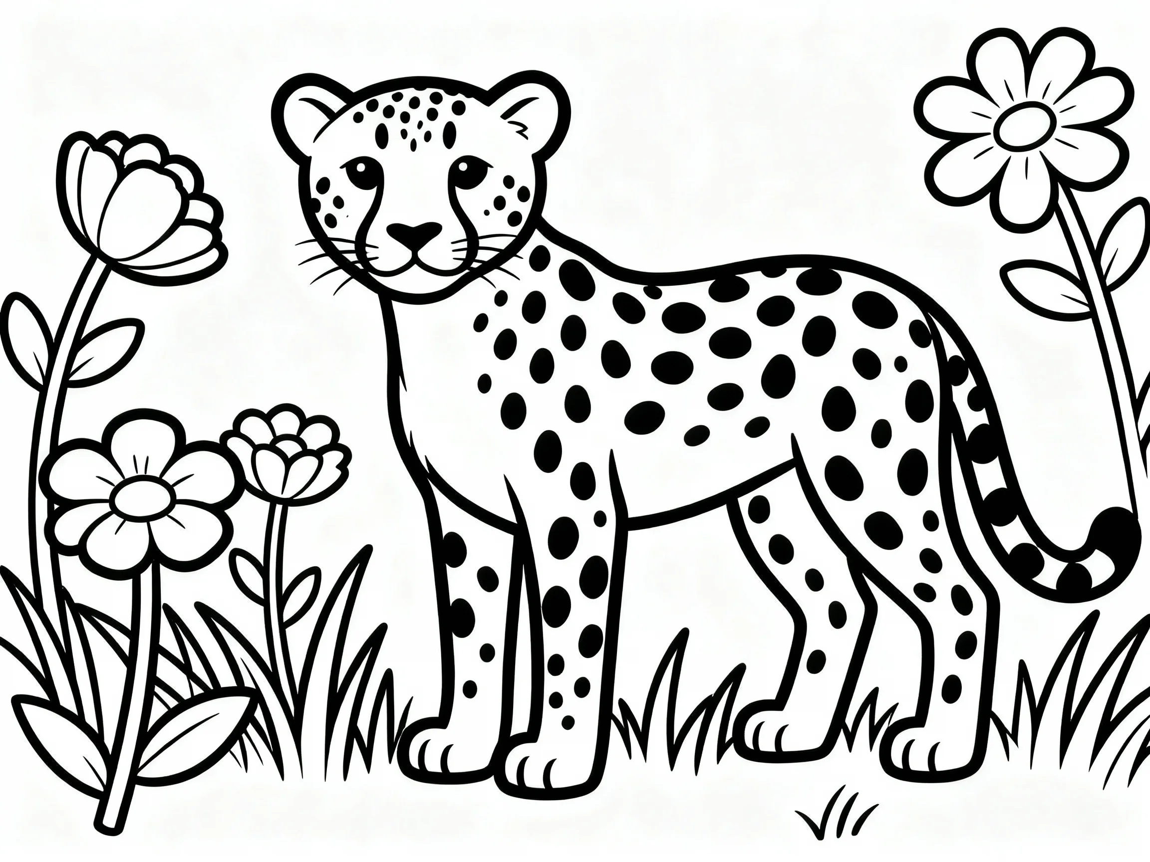 Cheetah with Flowers