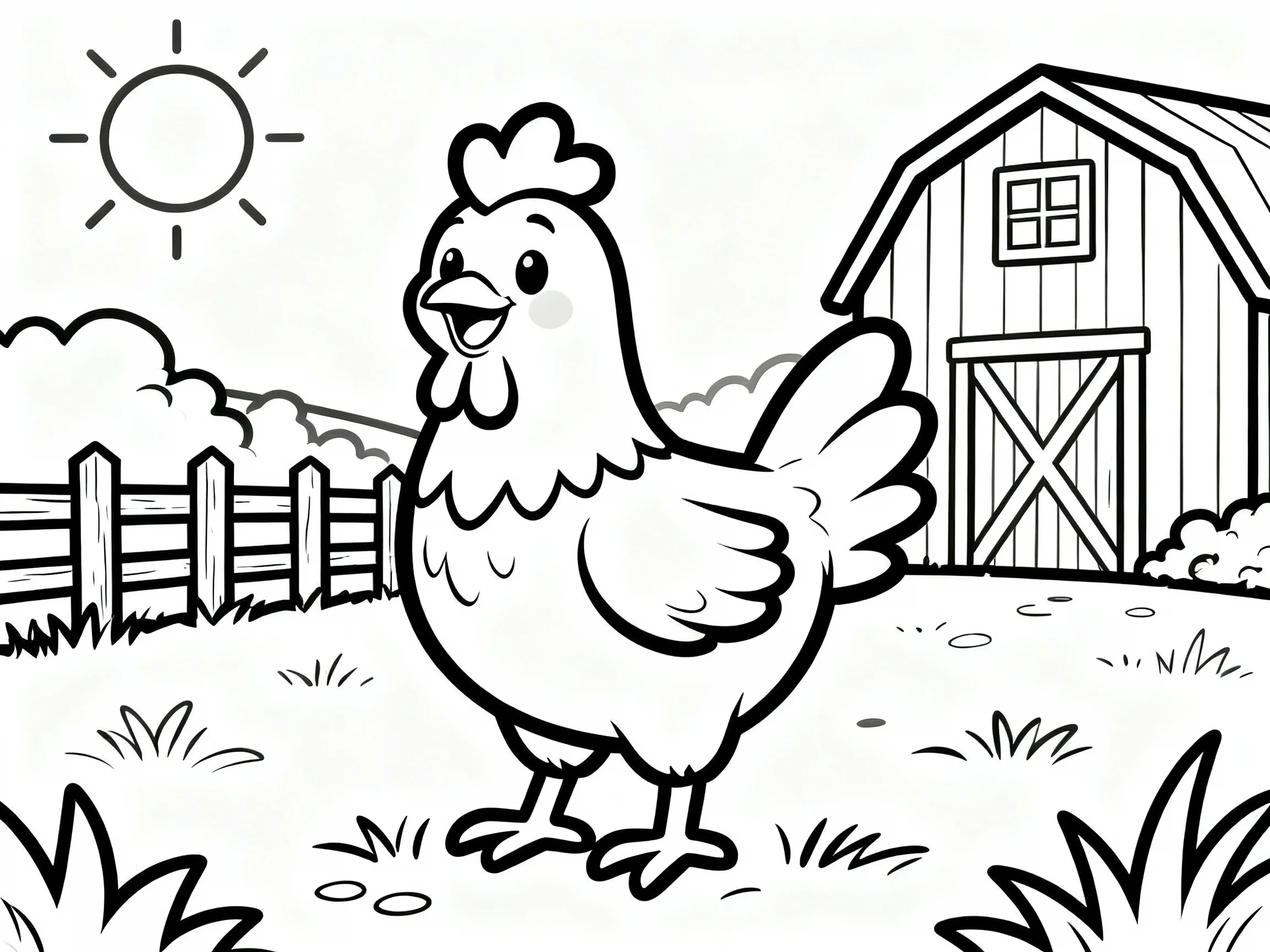 Happy Chicken in Farmyard