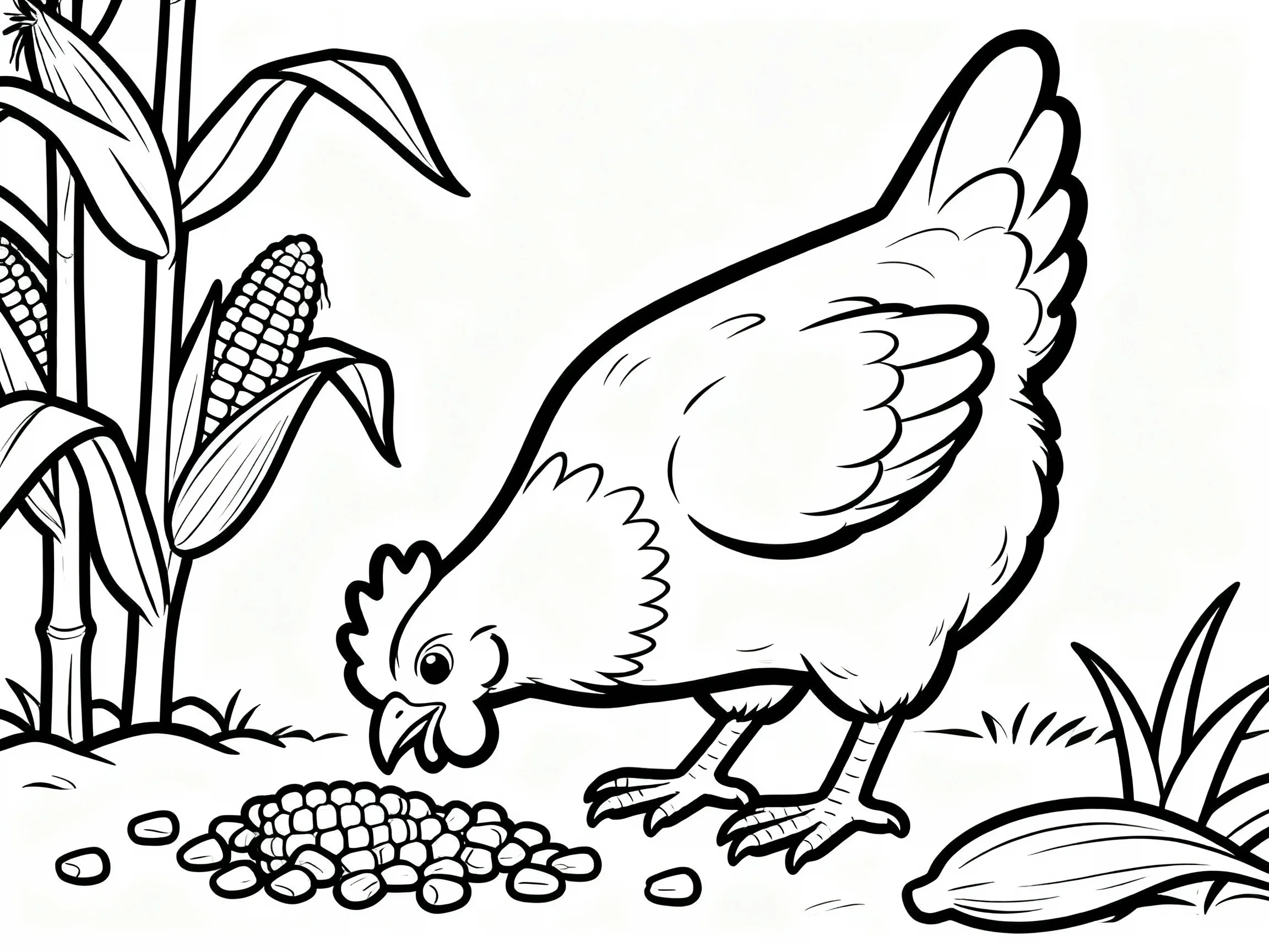 Chicken Eating Corn
