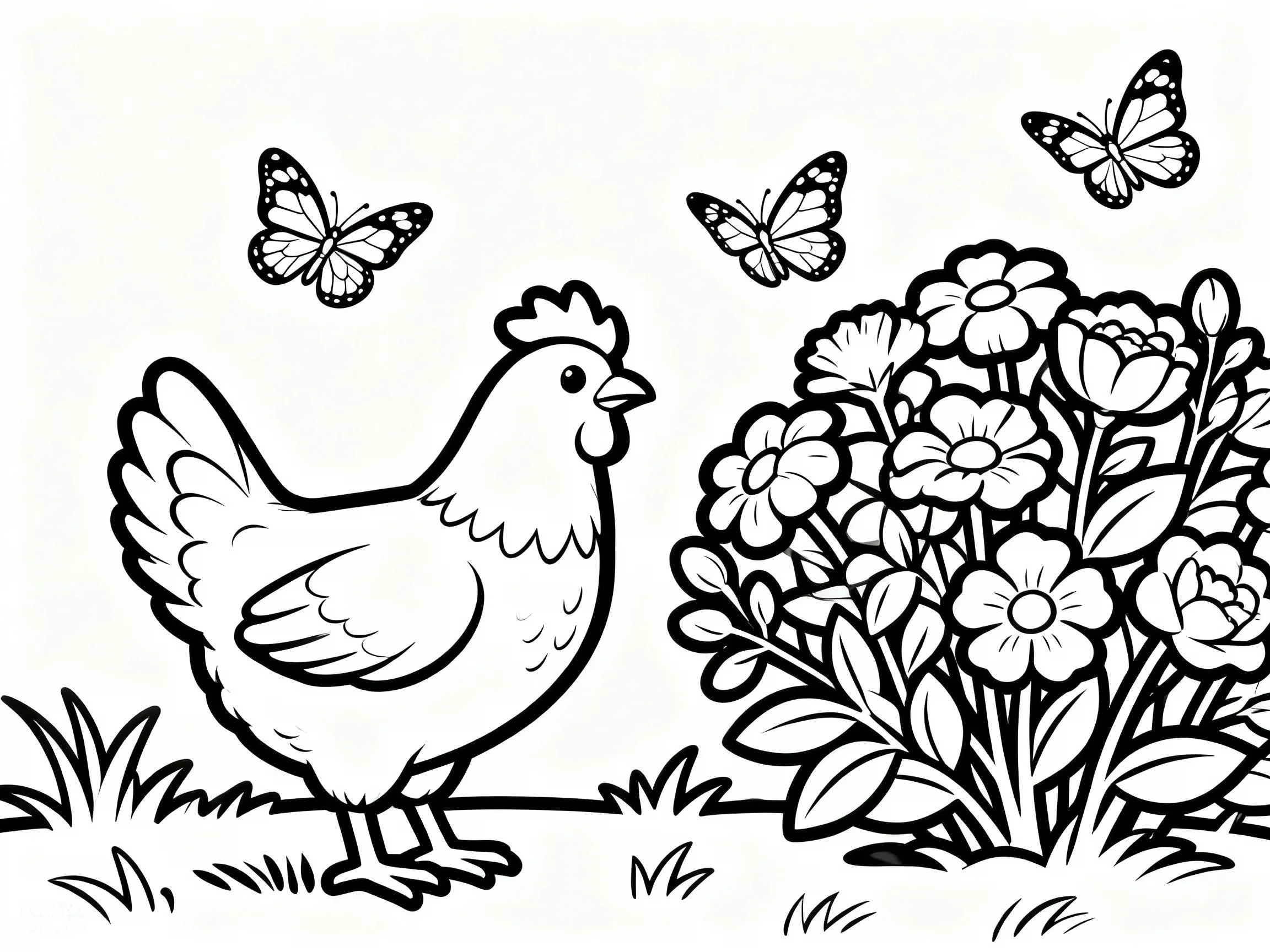 Chicken with Butterfly Bush