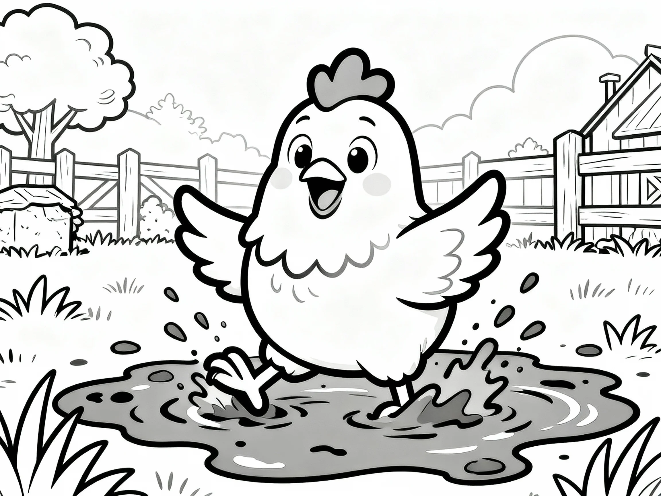 Chicken Playing in Mud