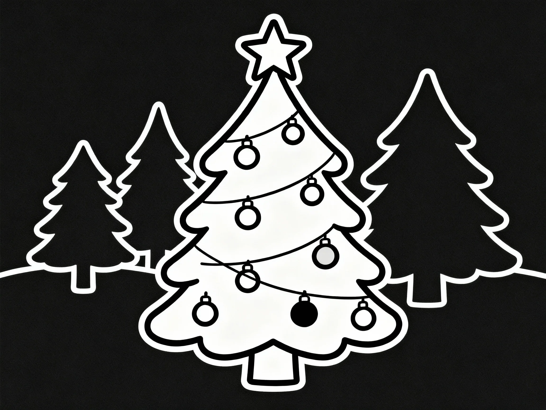 Evergreen Forest with One Decorated