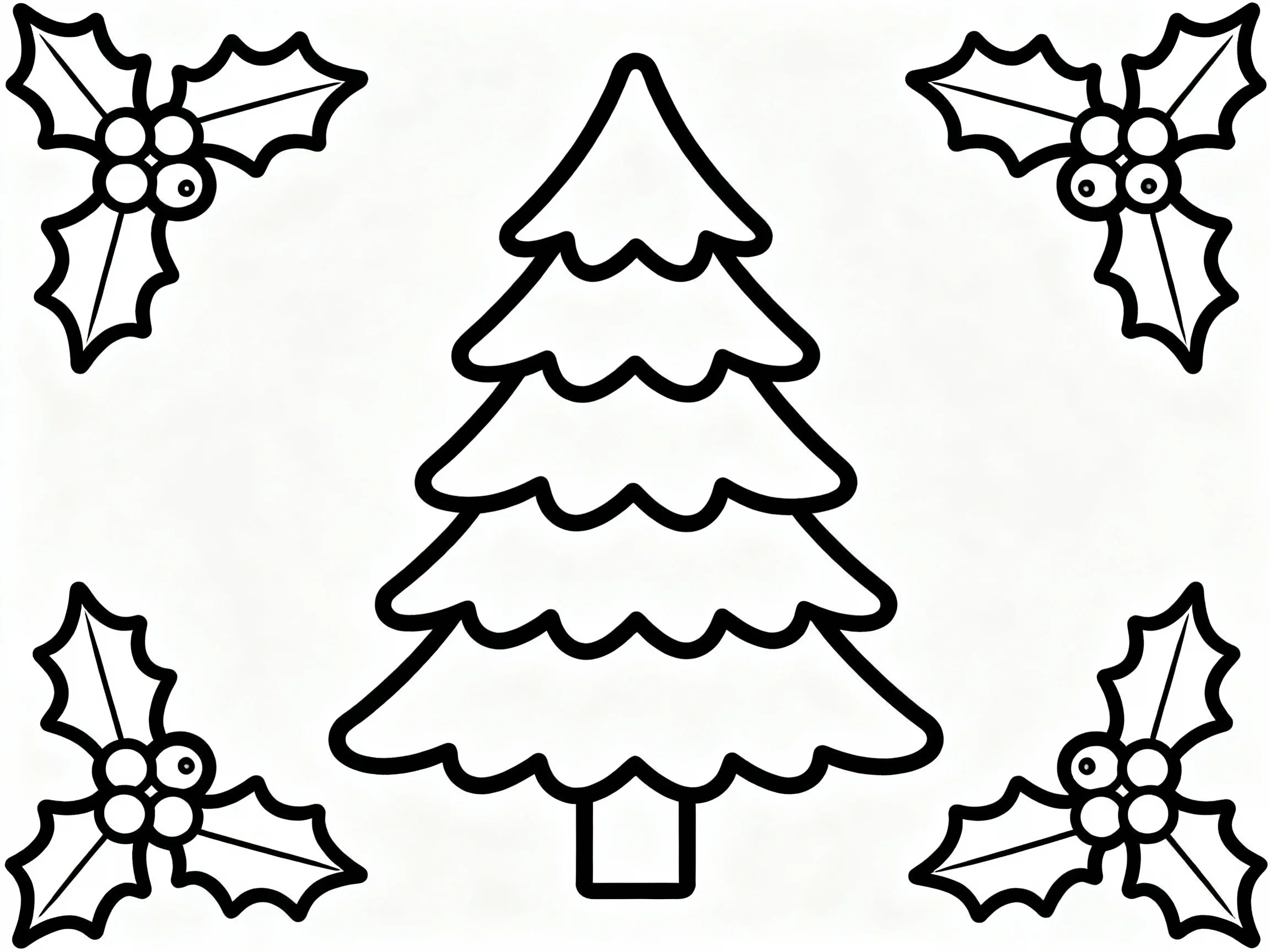 Tree with Holly and Berries