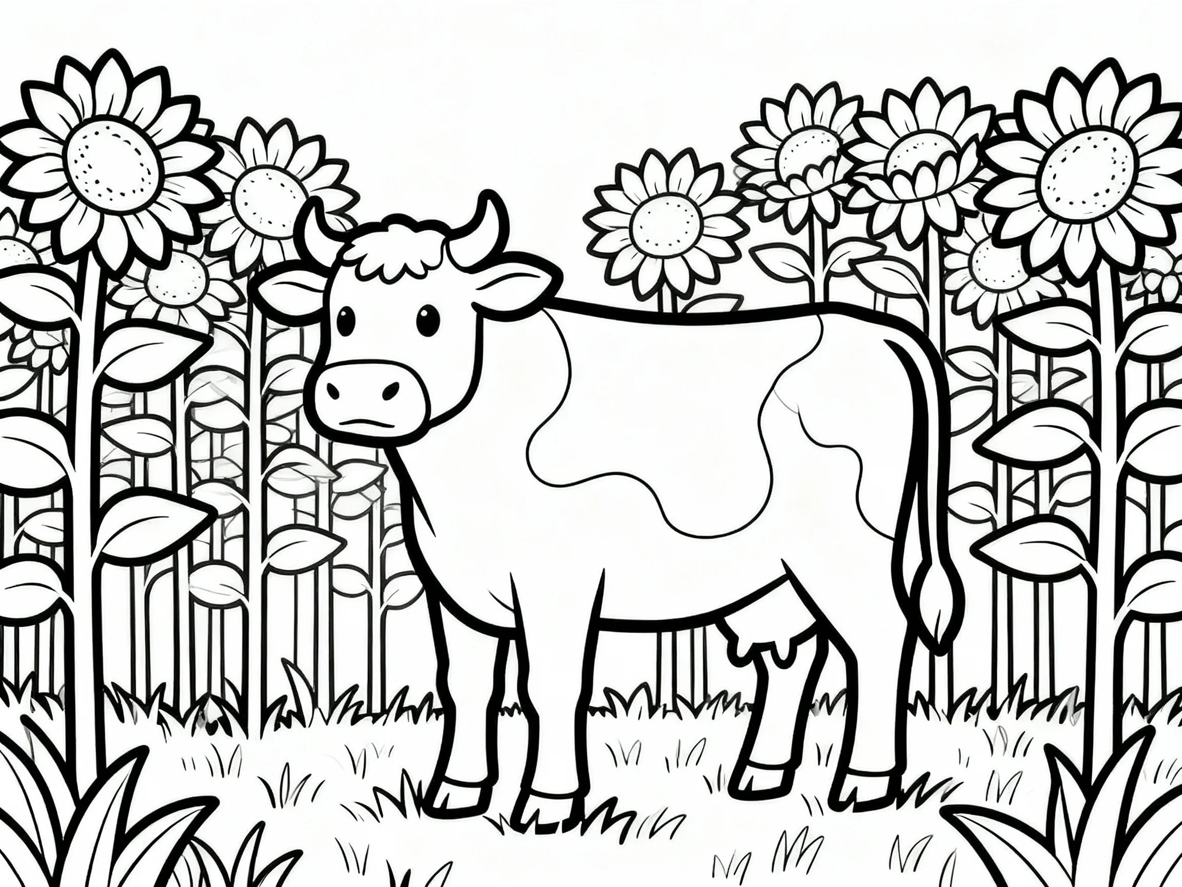 Cow with Sunflowers