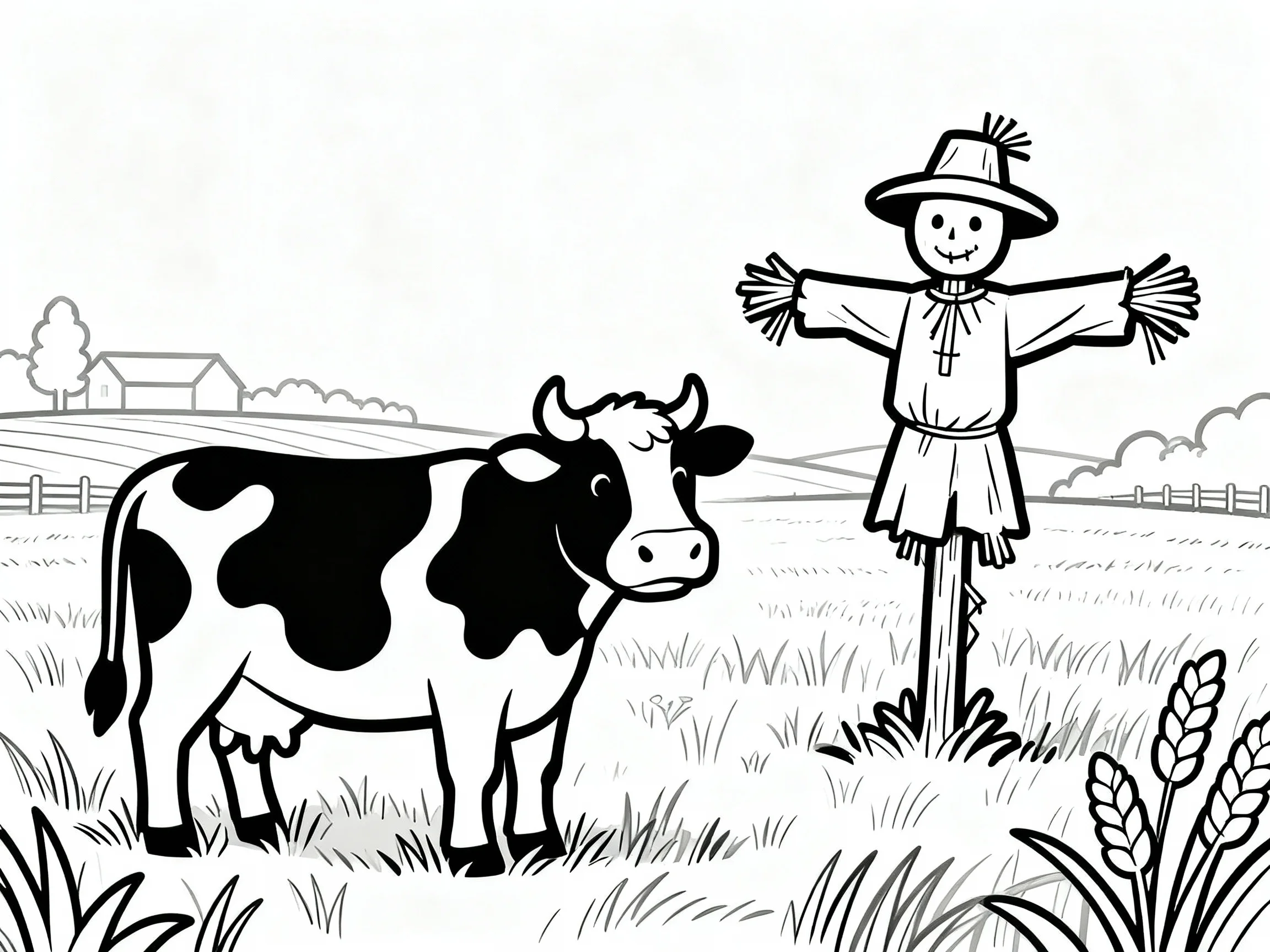 Cow and Scarecrow
