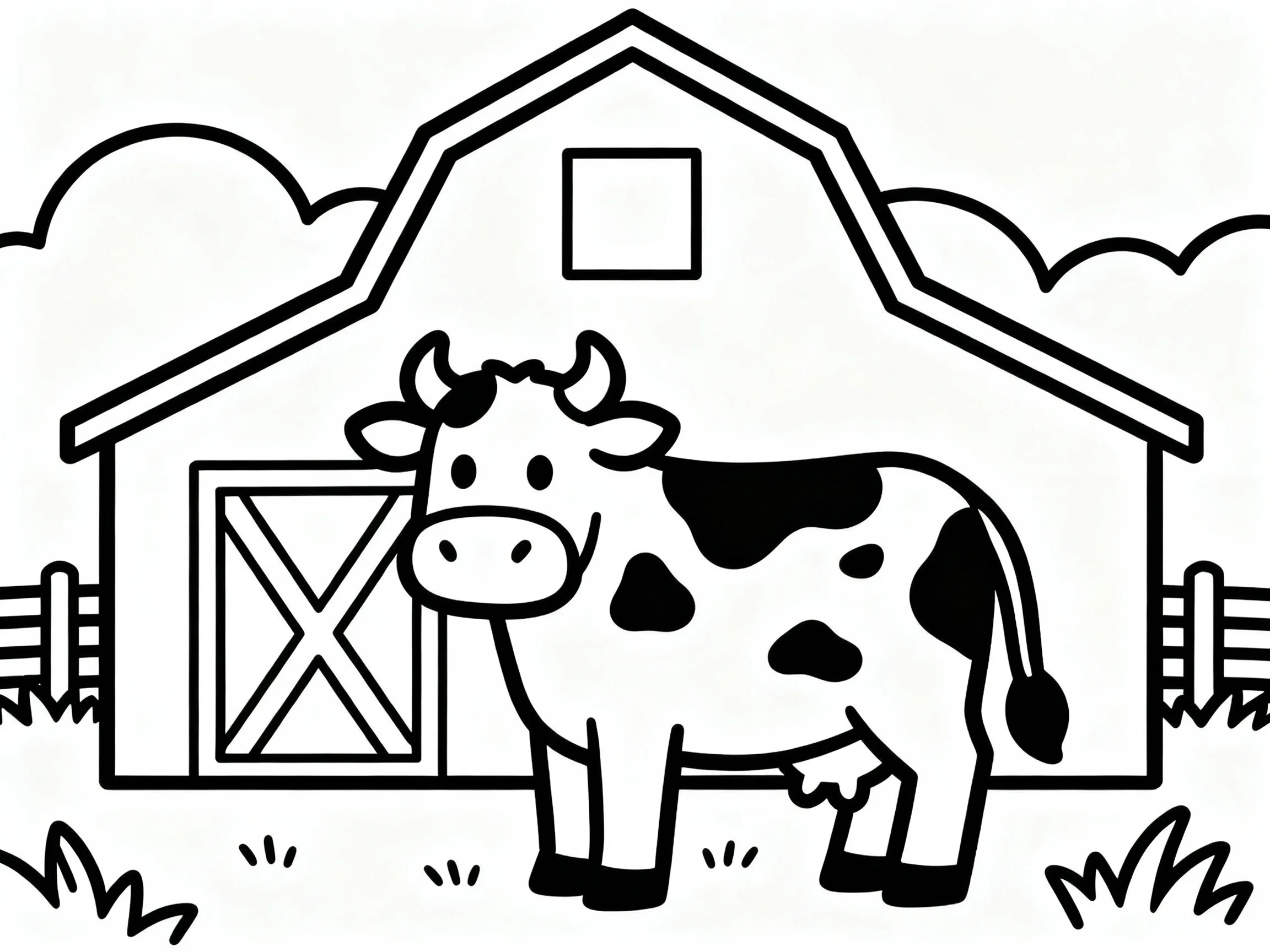 Cow with Simple Barn