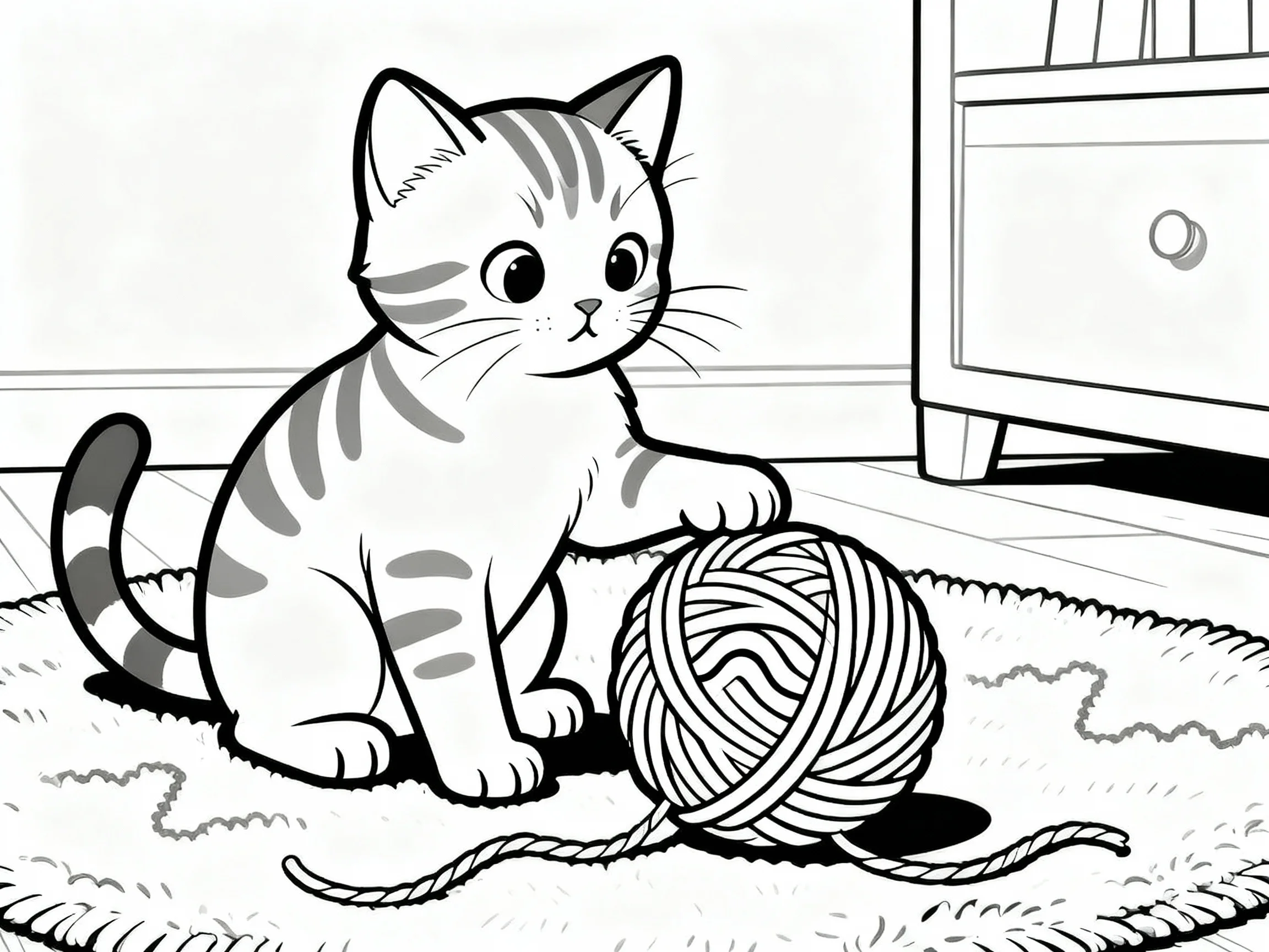 Kitten with Yarn