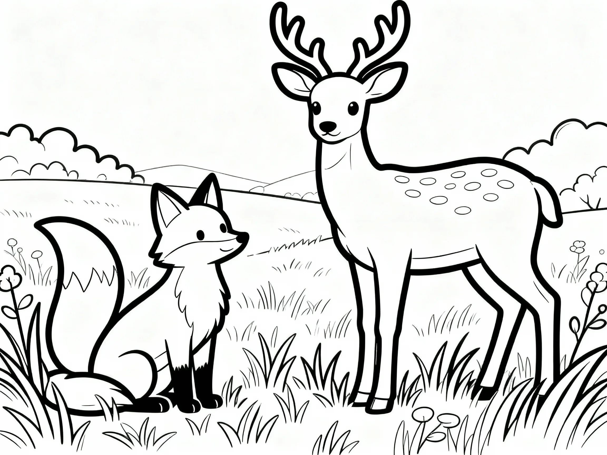 Deer and Fox Friends