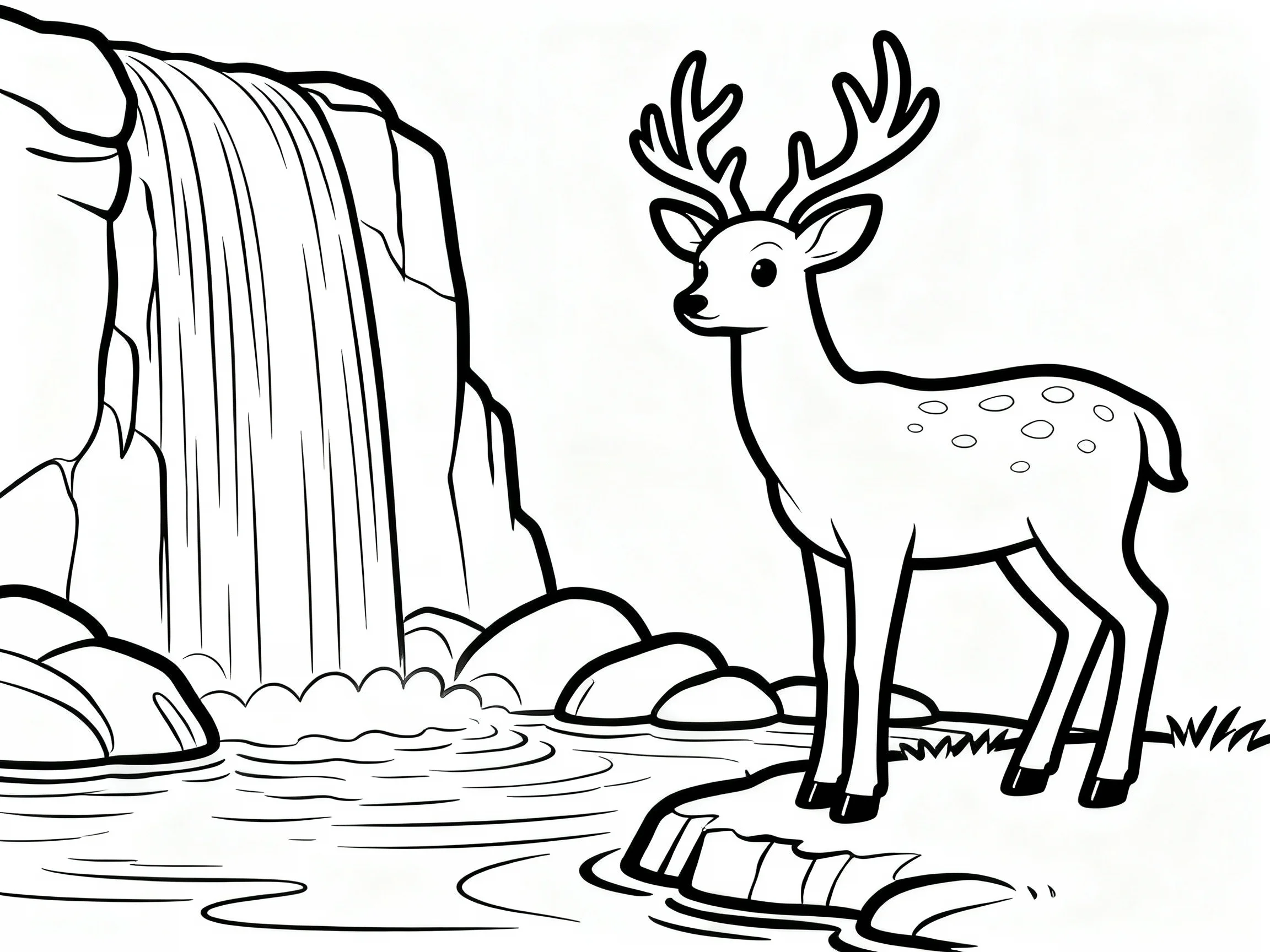 Deer at Waterfall