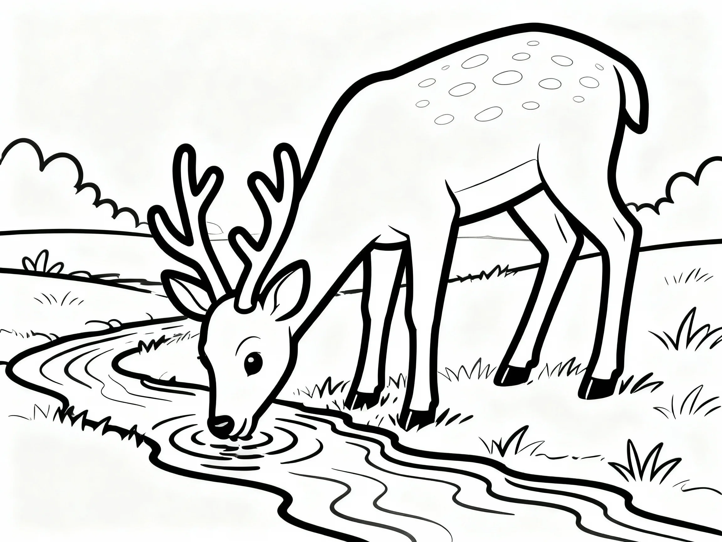 Deer Drinking from Stream