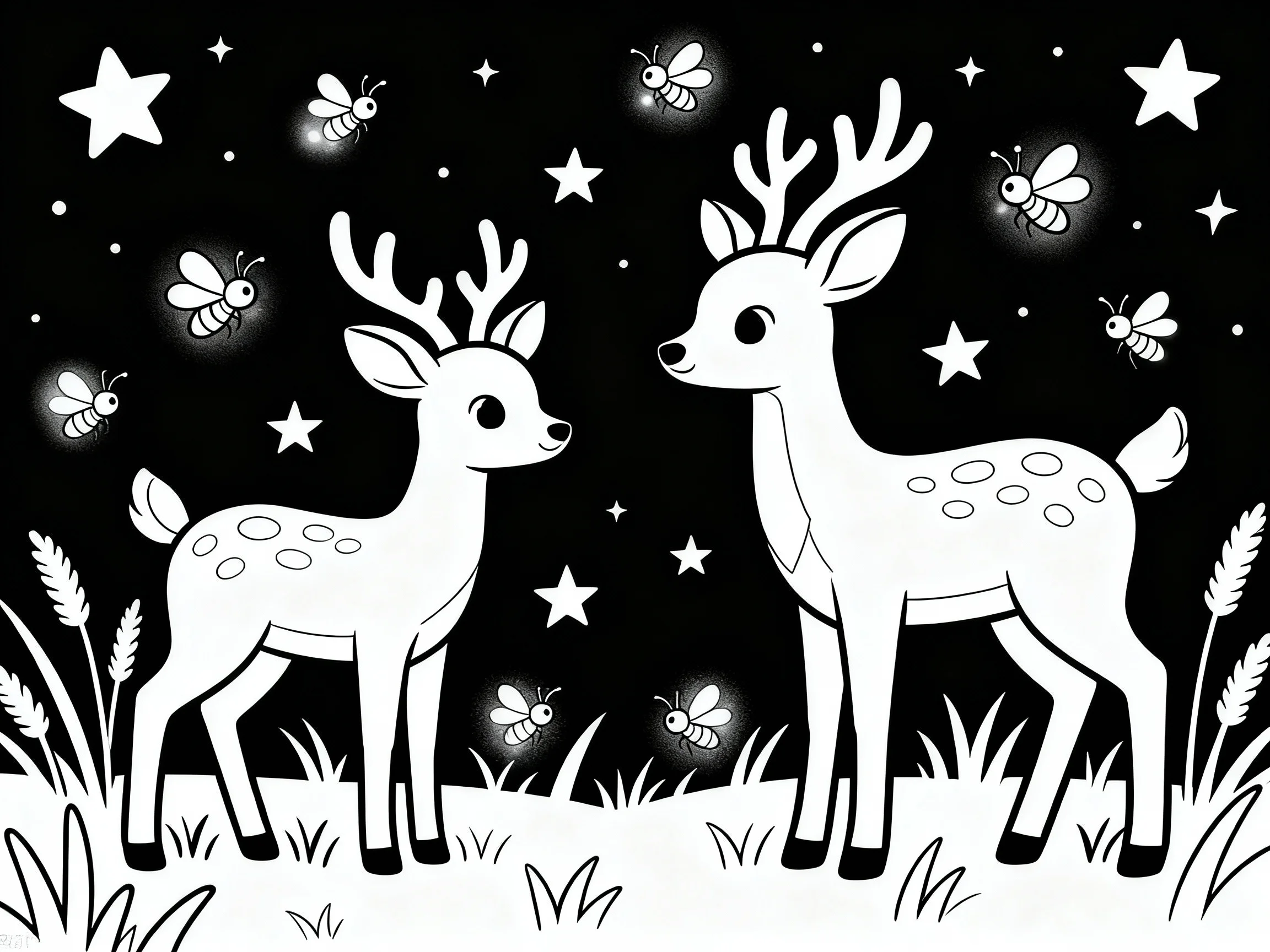 Deer with Fireflies
