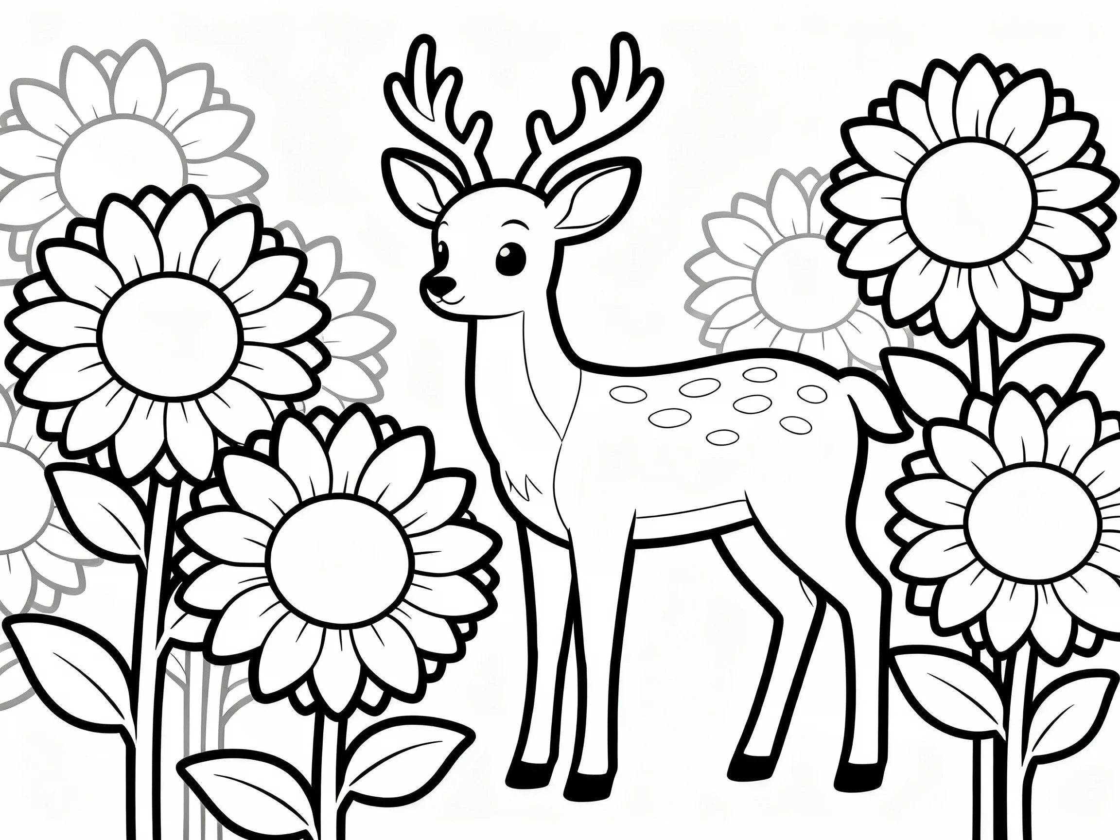 Deer in Sunflower Field