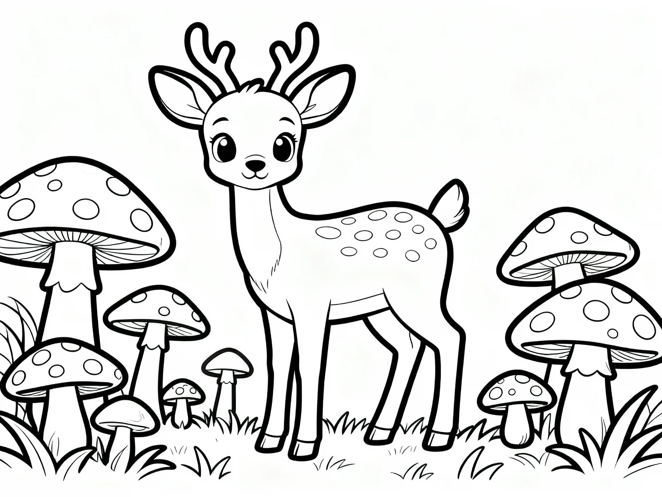 Deer Among Mushrooms